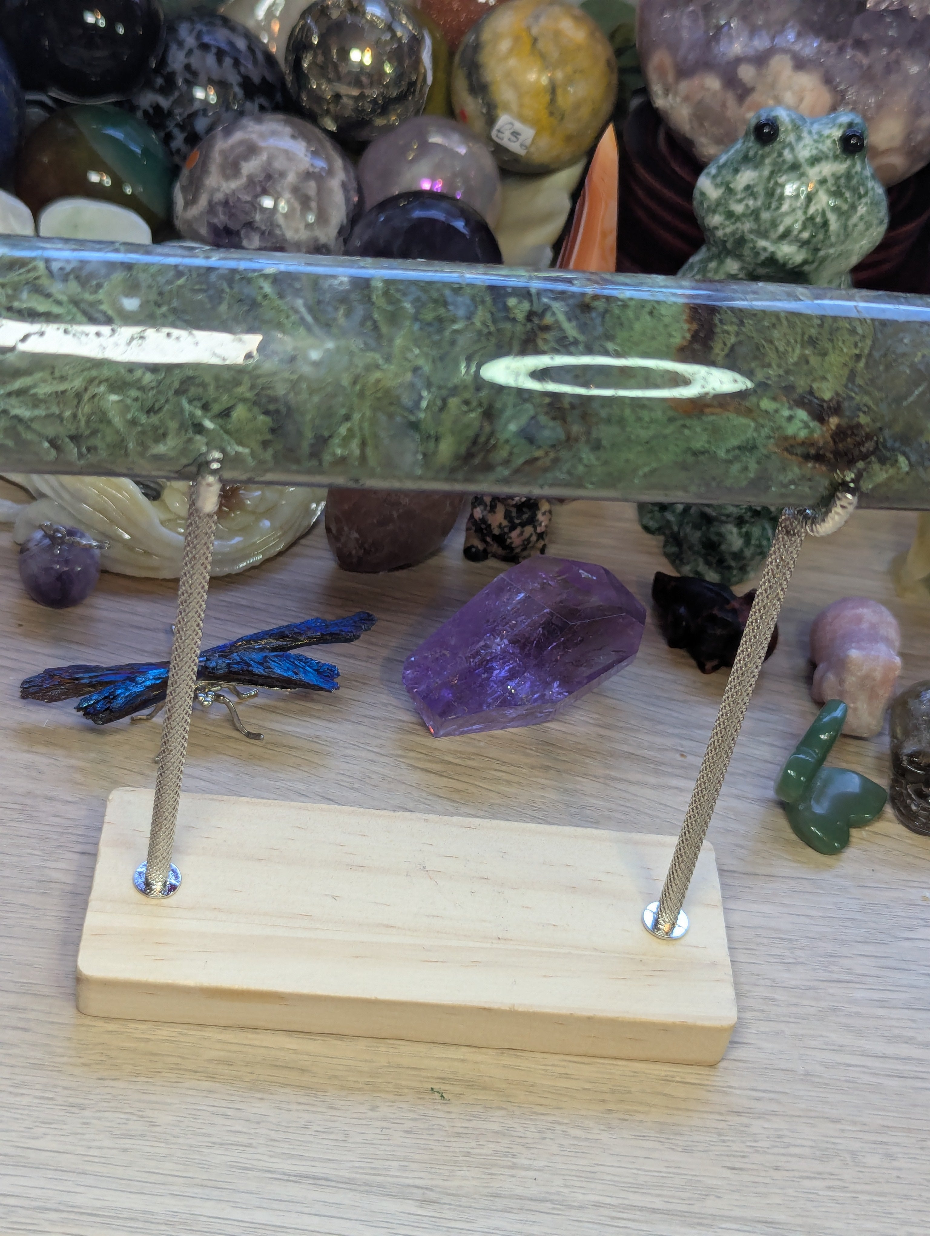 Moss agate crystal bracelet stand