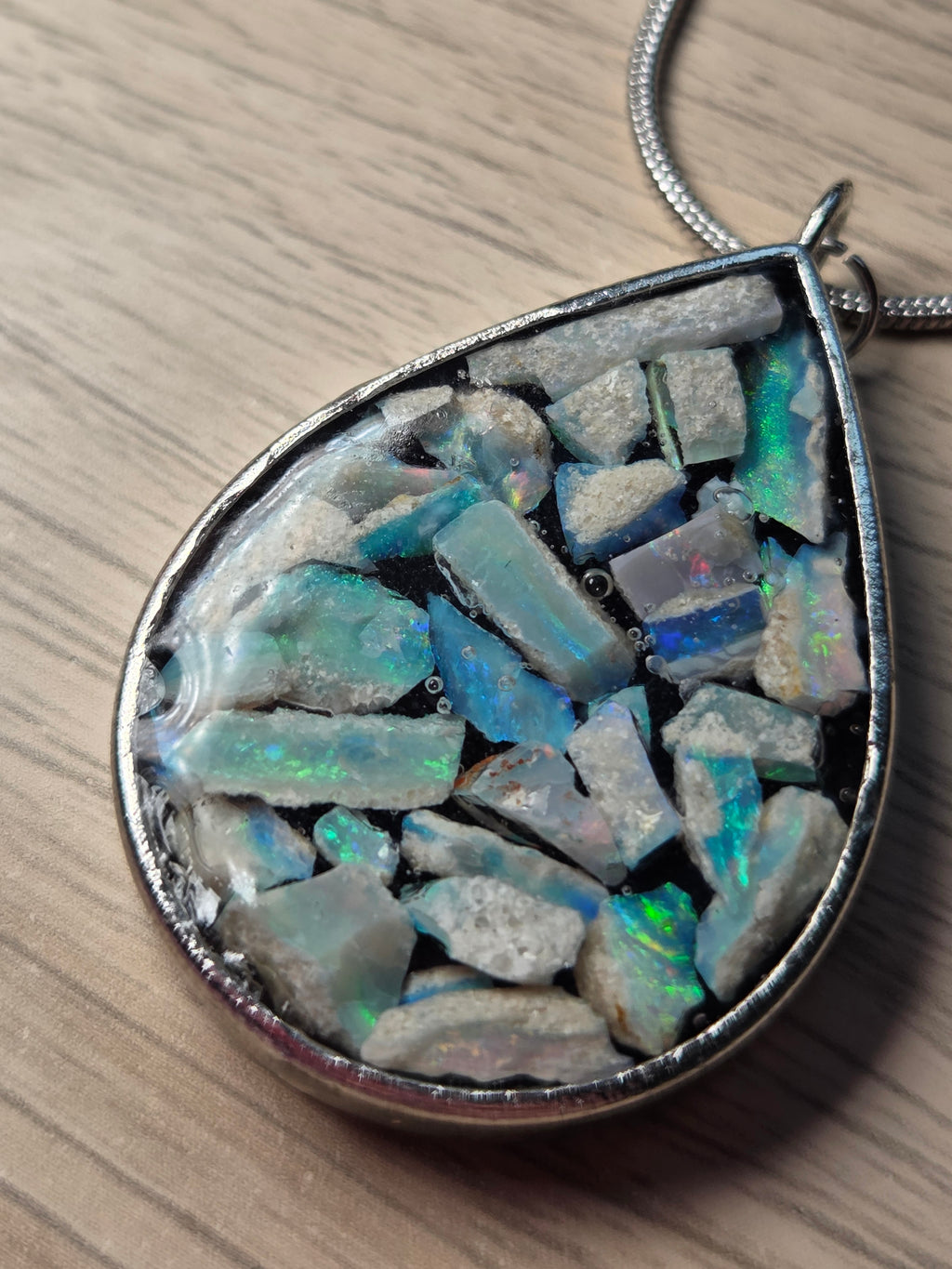 Australian opal crystal handmade necklace set in resin