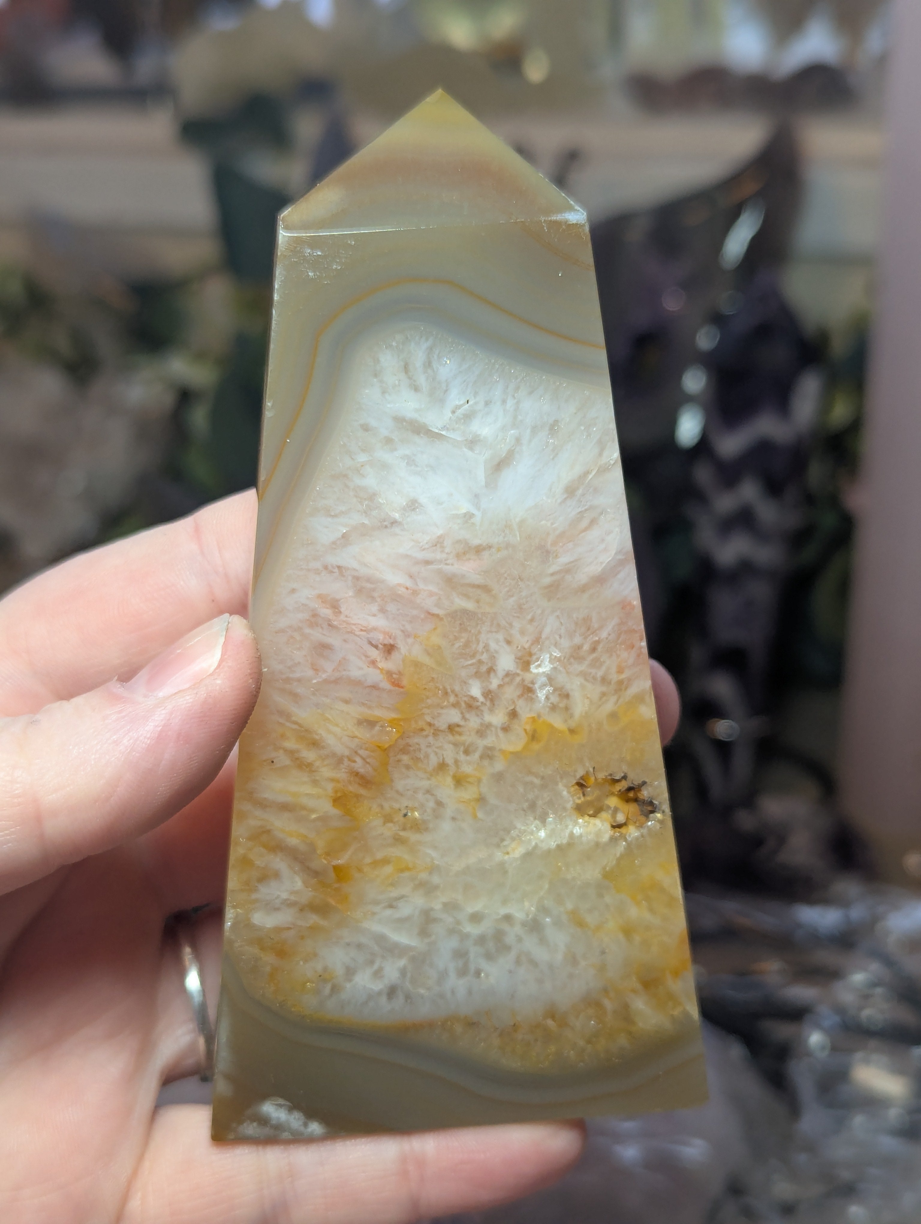 Tall Agate  crystal tower with duzy