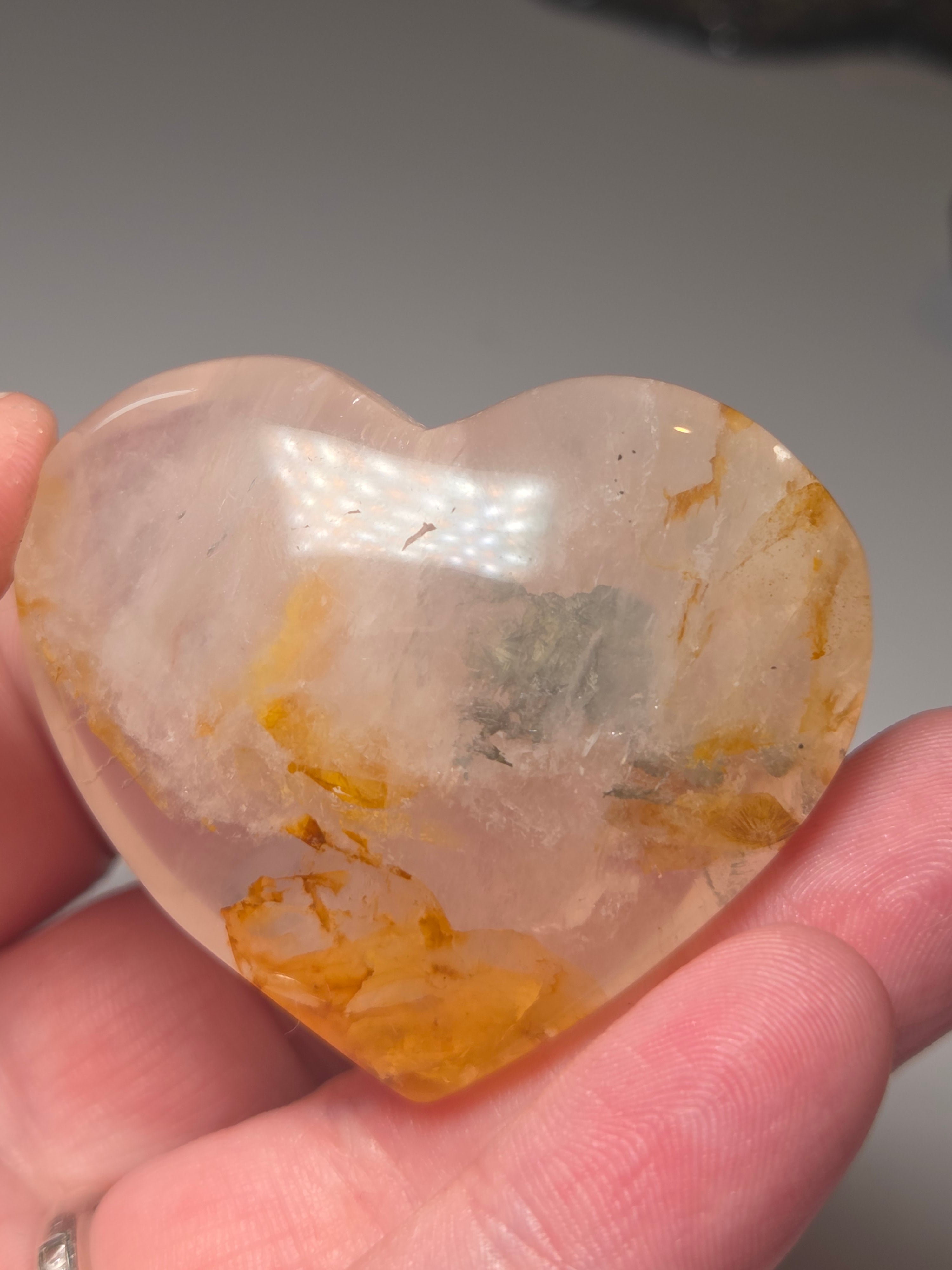Golden Healer crystal heart carving