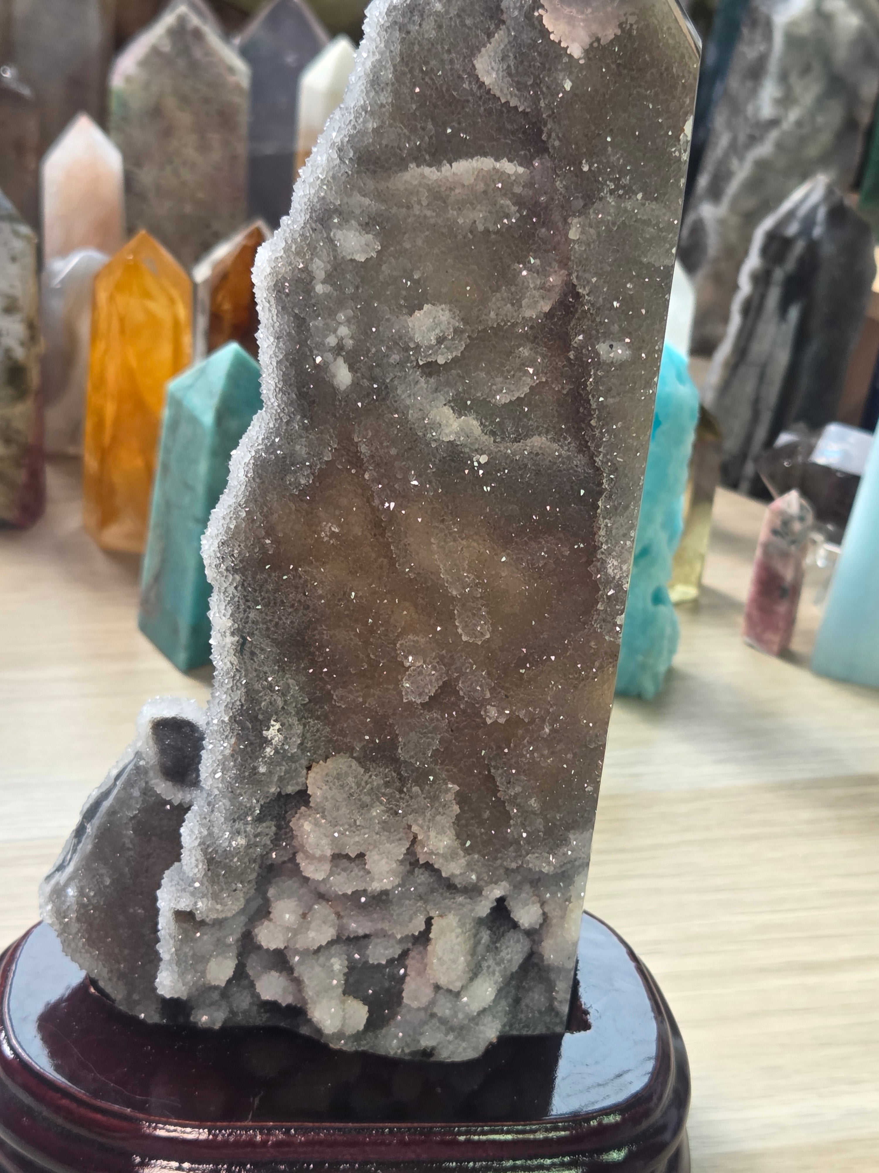 Extra large  Sphelerite crystal tower with custom stand 22.5cm