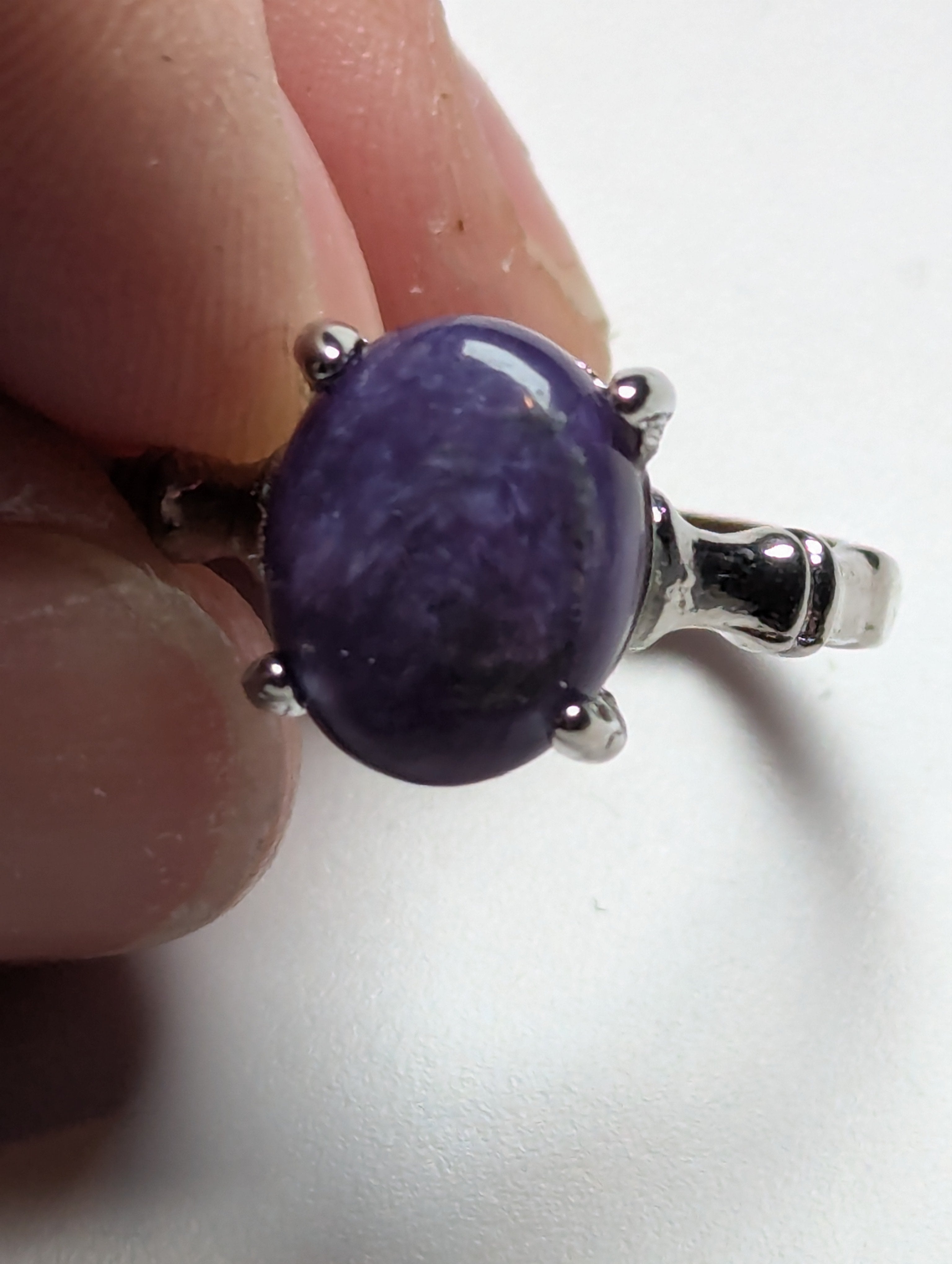 purple charoite crystal adjustable ring stainless steel