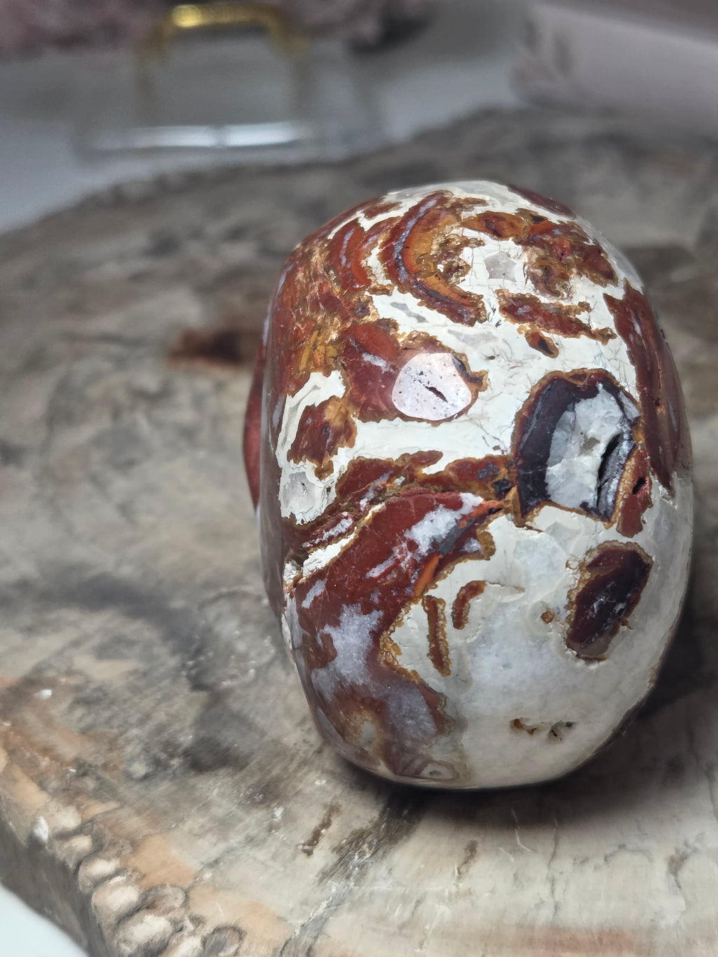 Beautiful natural red agate crystal Skull