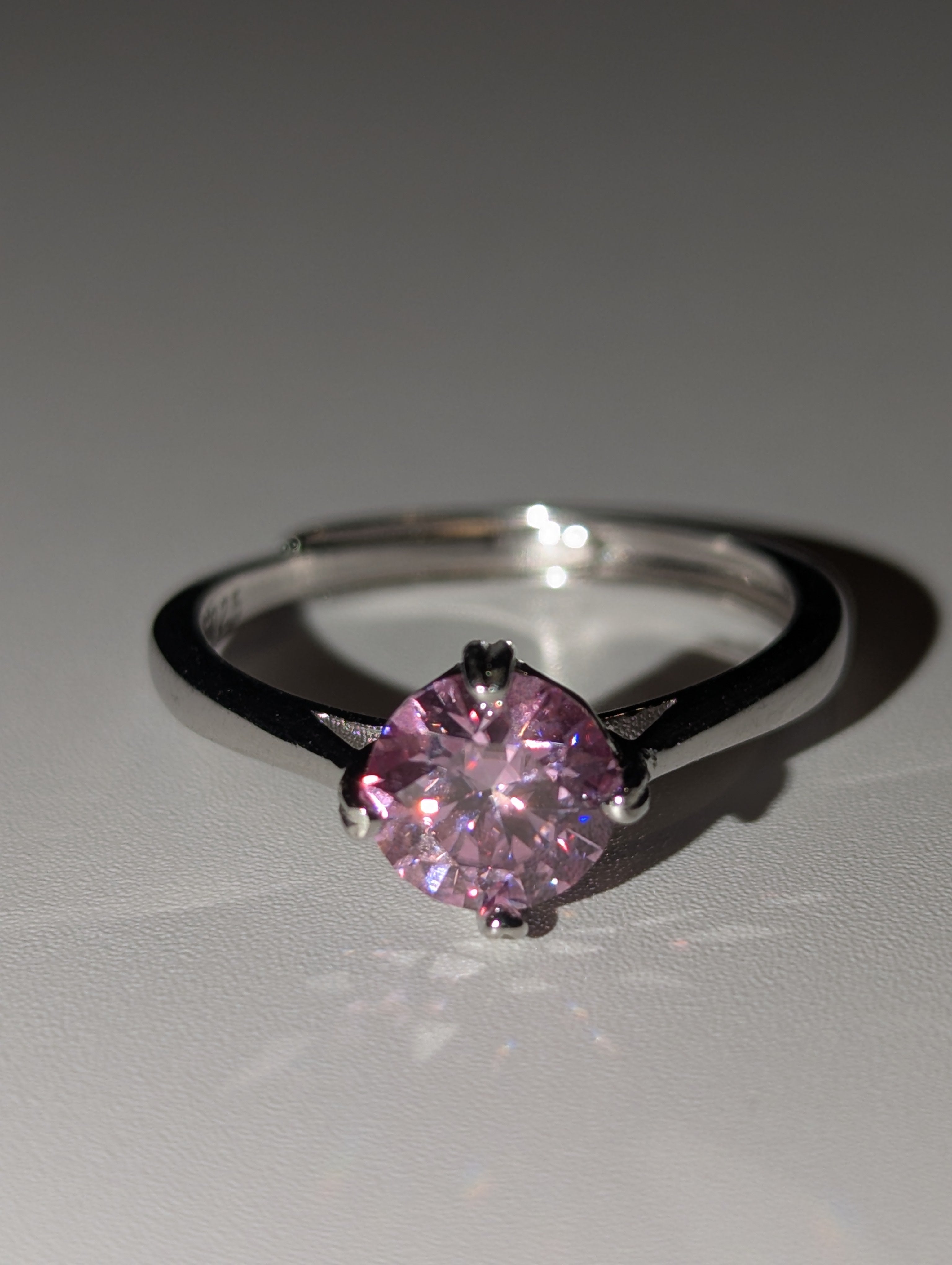 Pink Moissanite diamond Adjustable ring S295