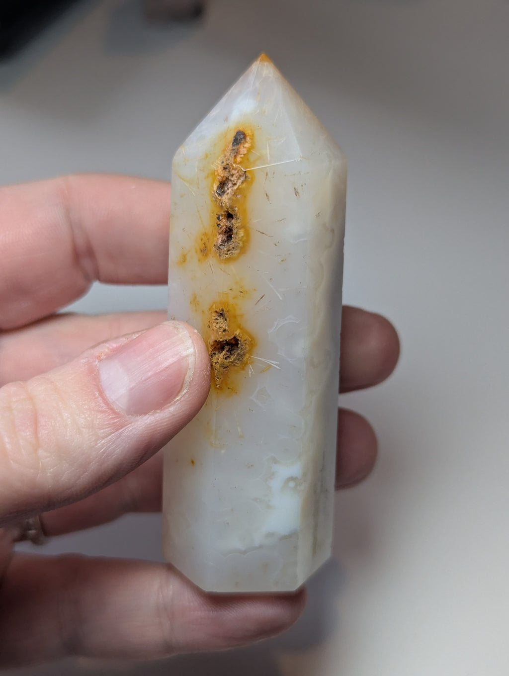 Crystal Agate tower with imperfections