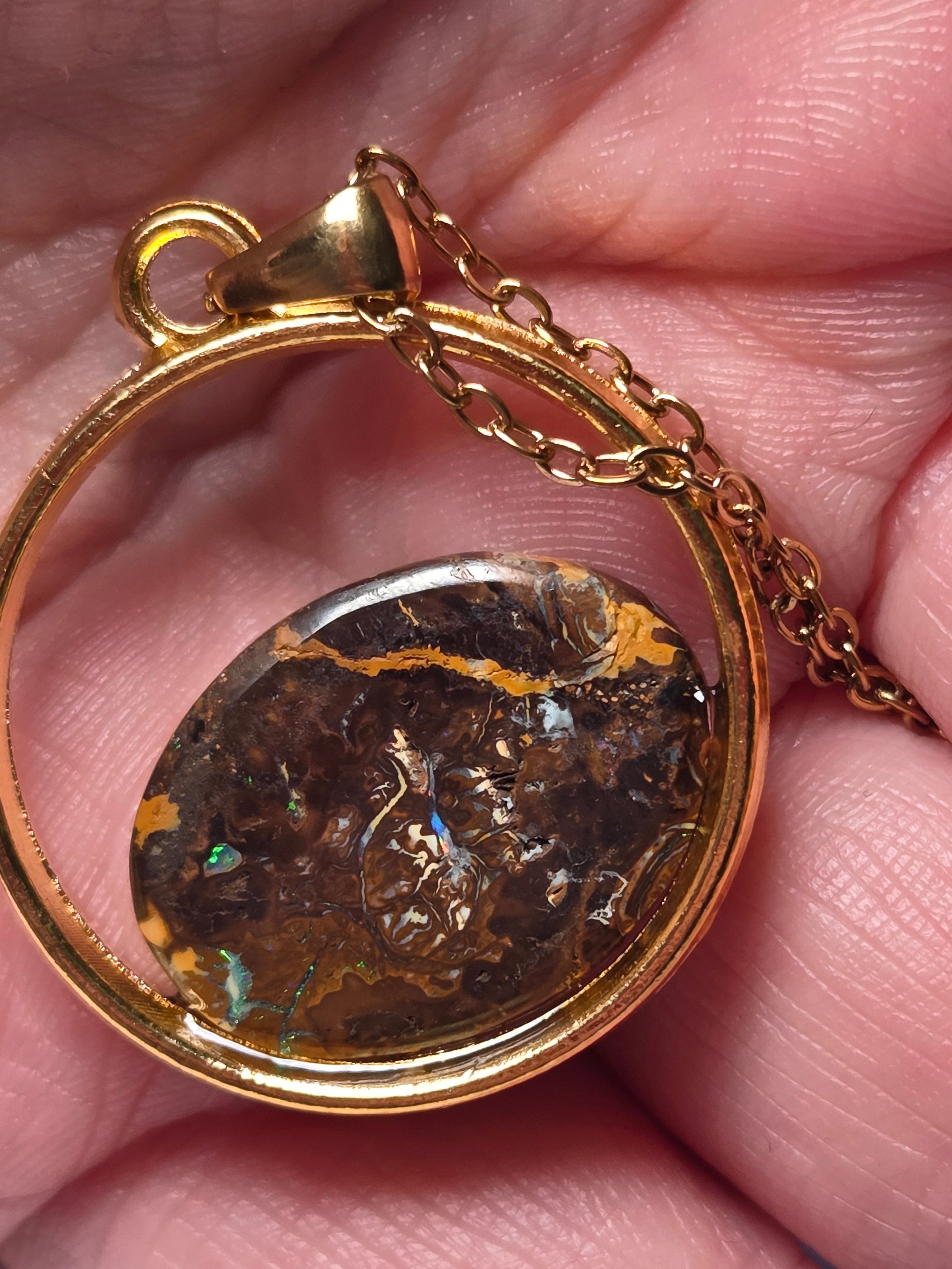 Australian bolder opal crystal necklace