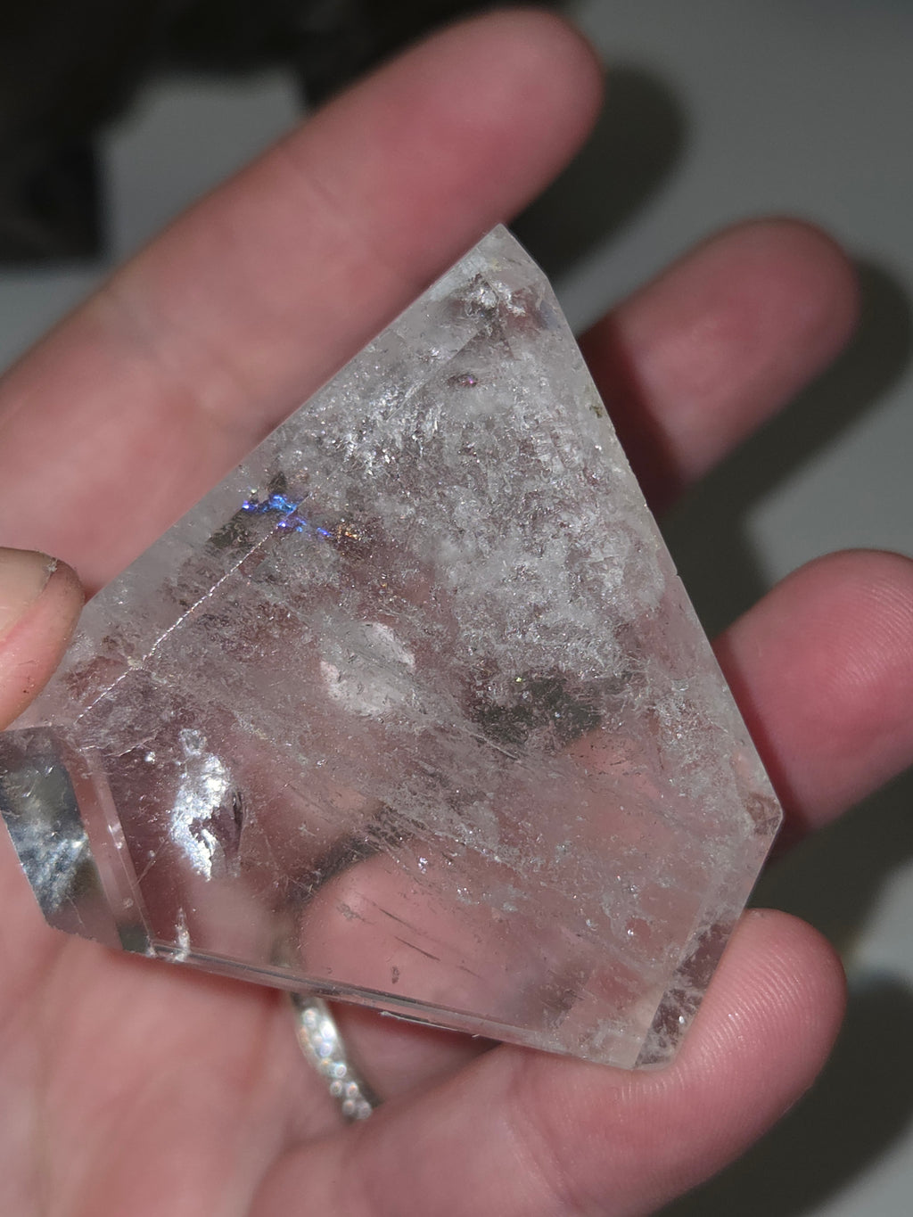 Clear quartz diamond carving tower