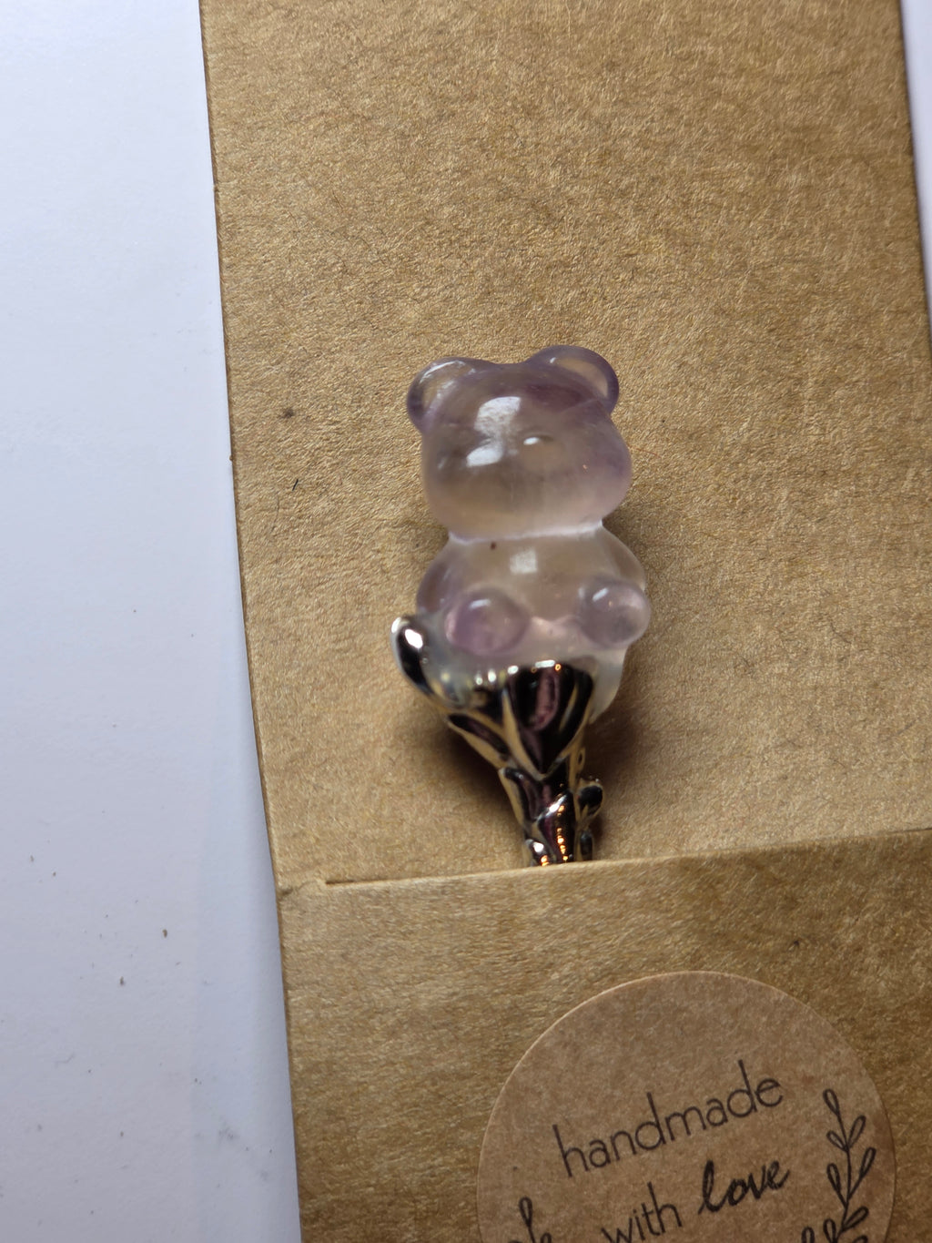 Flourite bear carving spoon