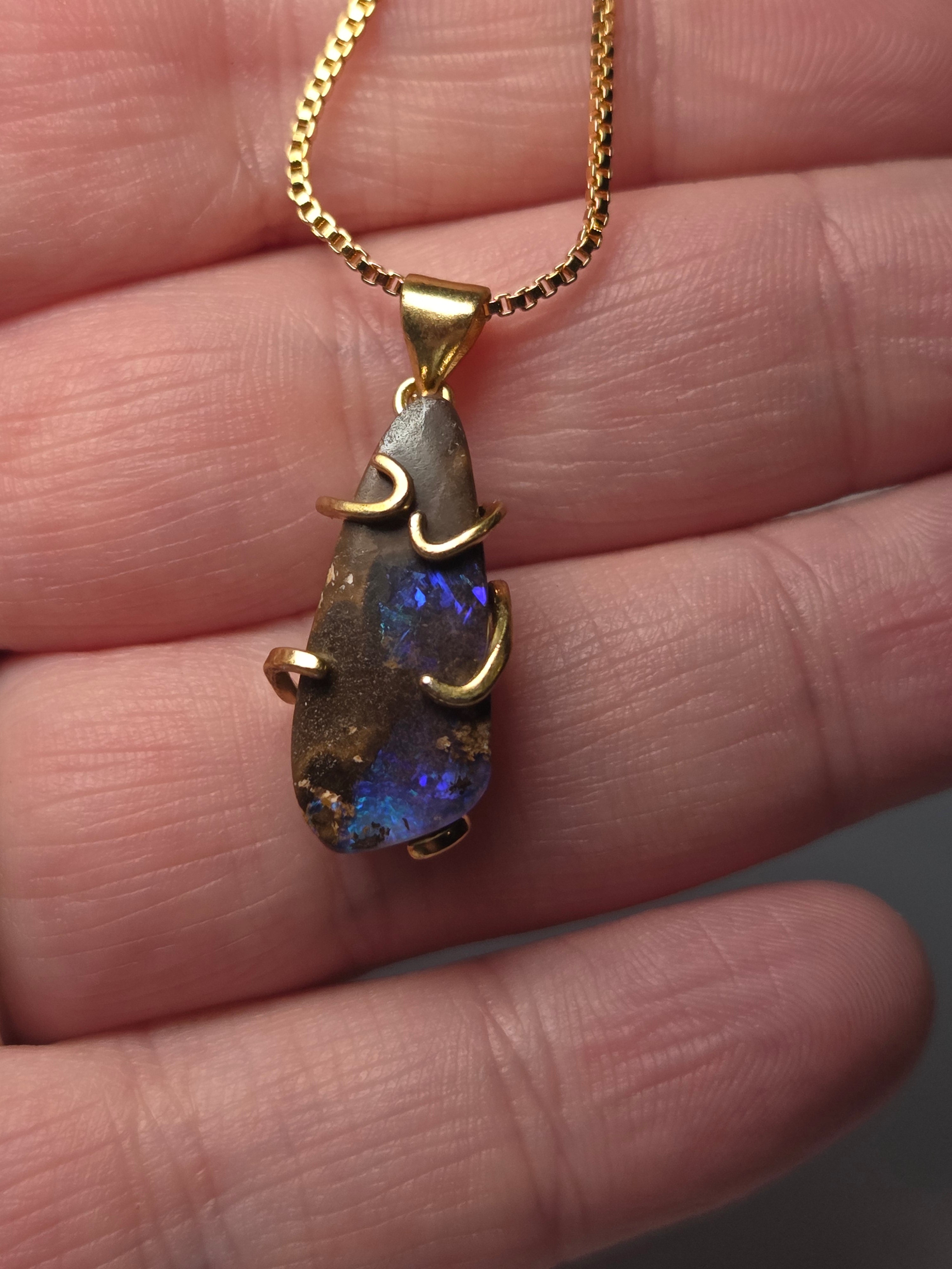 Handmade  bolder opal necklace s925