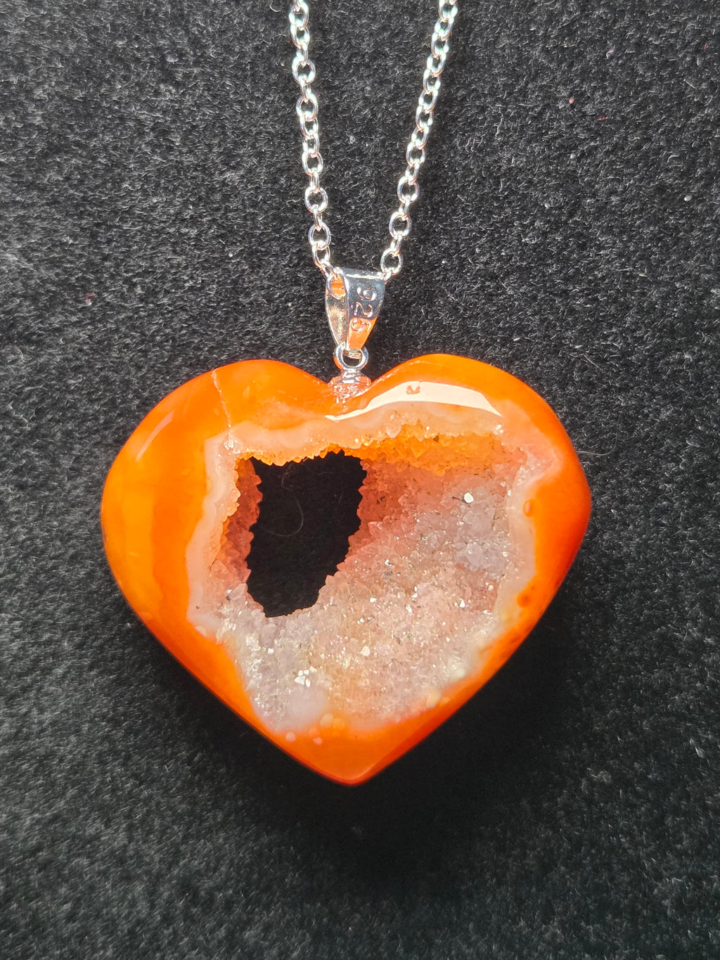 S925 Carnelian crystal heart with duzy necklace