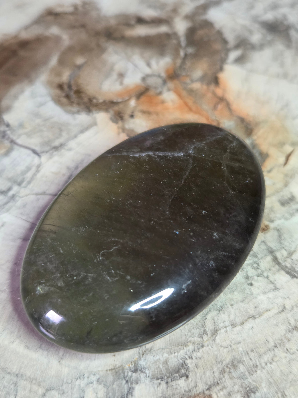 Green quartz crystal palm stone