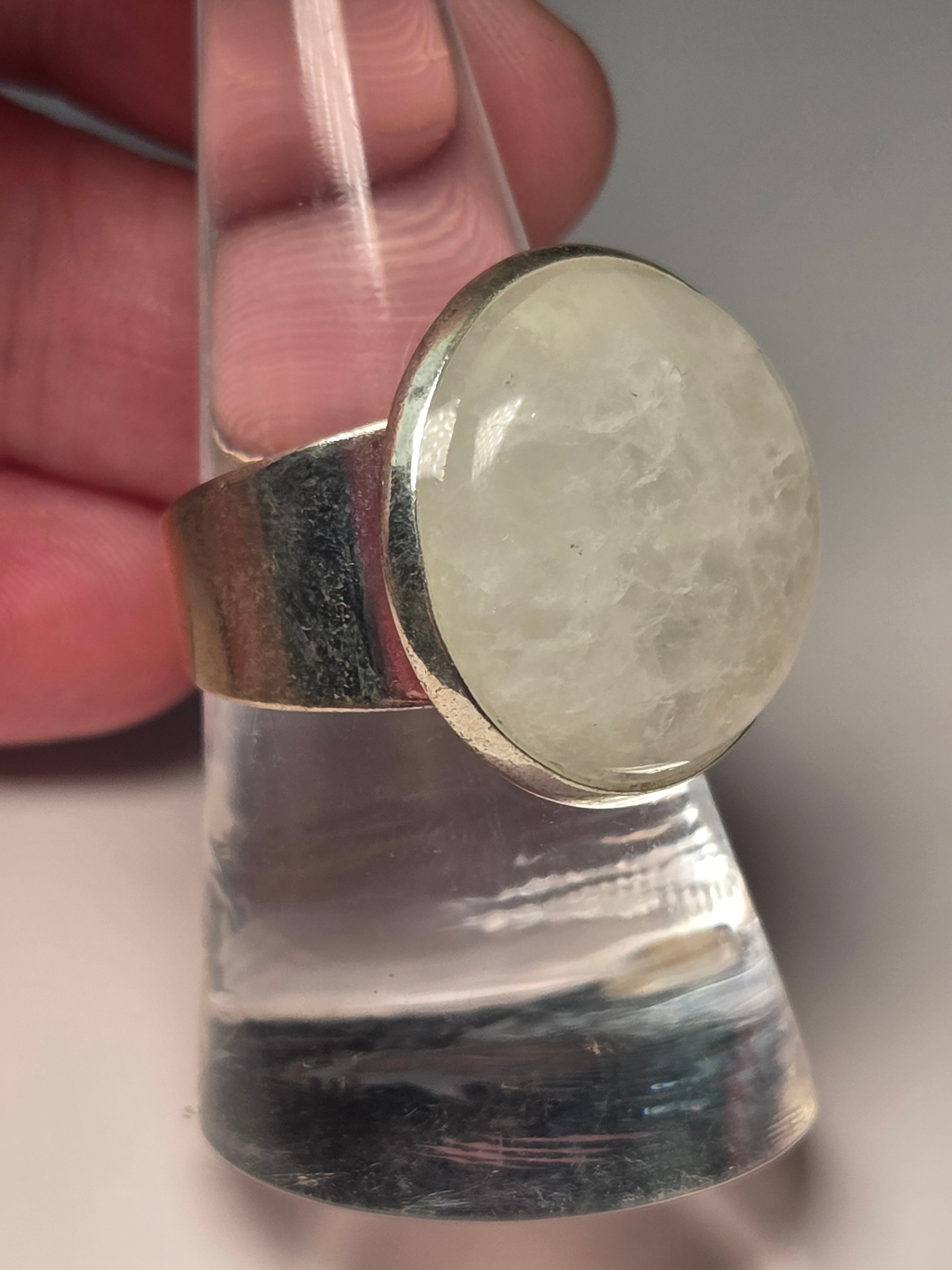 Clear quartz crystal handmade adjustable ring