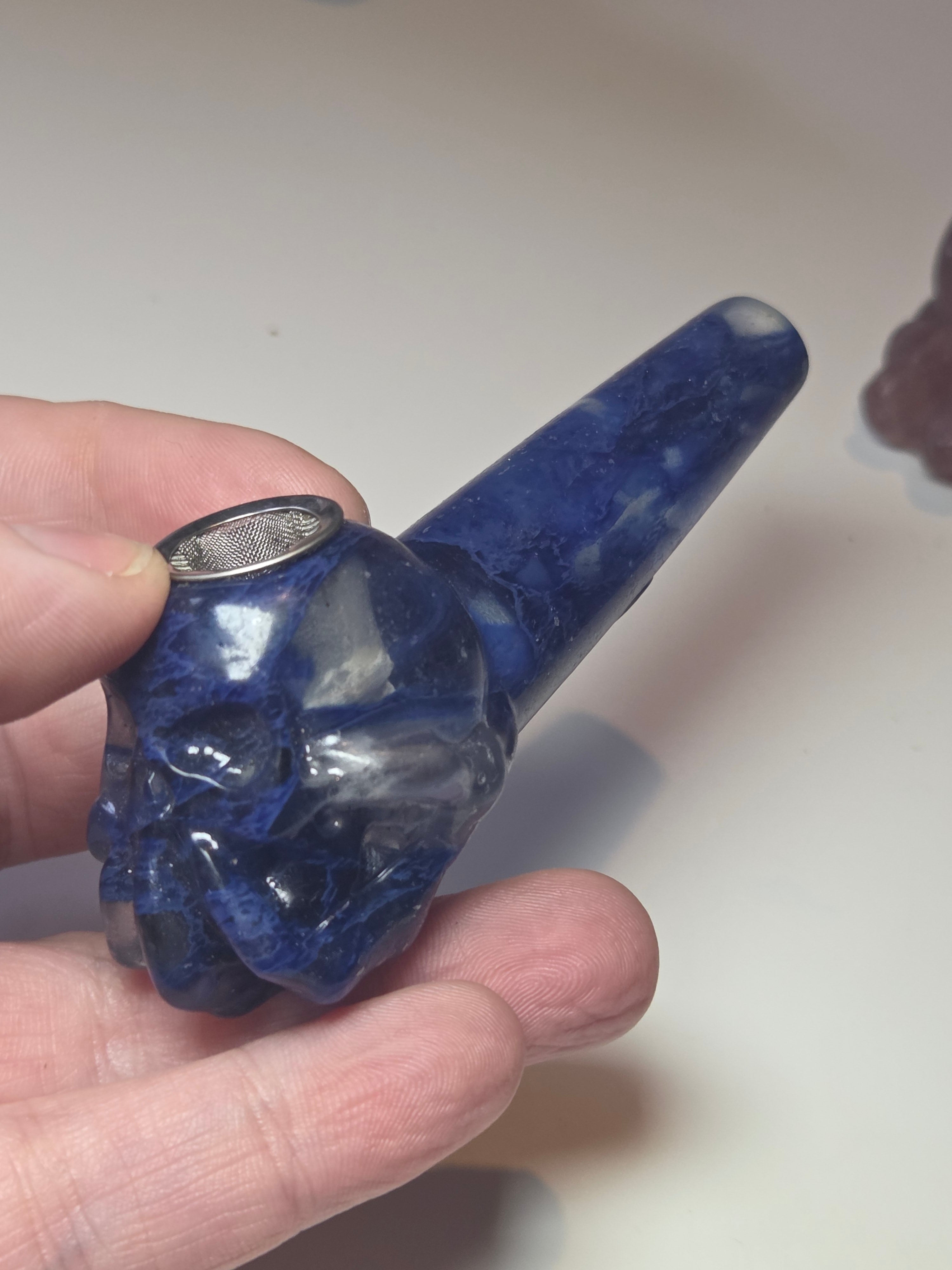 Blue smelling quartz smoking pipe