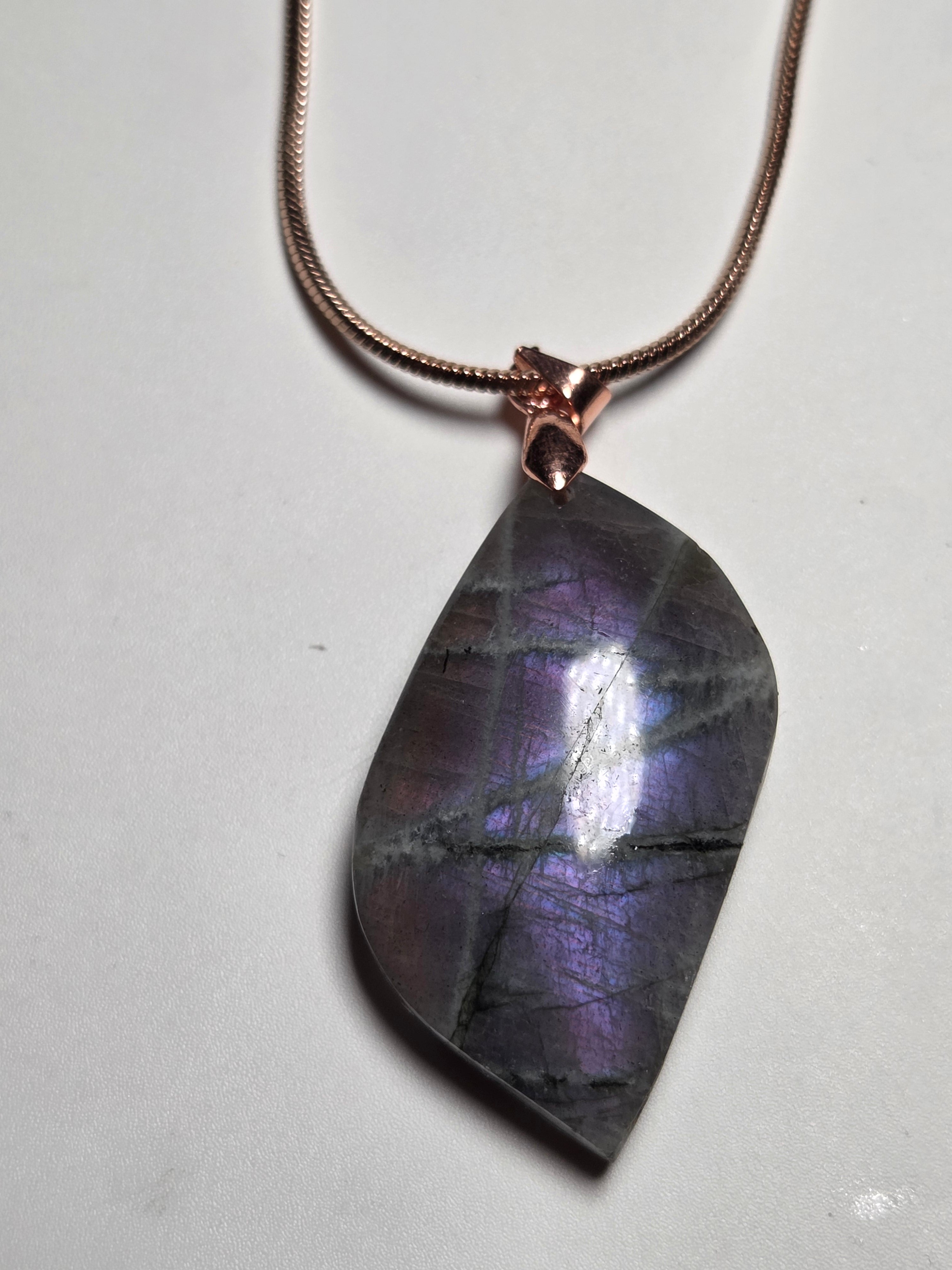 Purple labradorite crystal handmade necklace