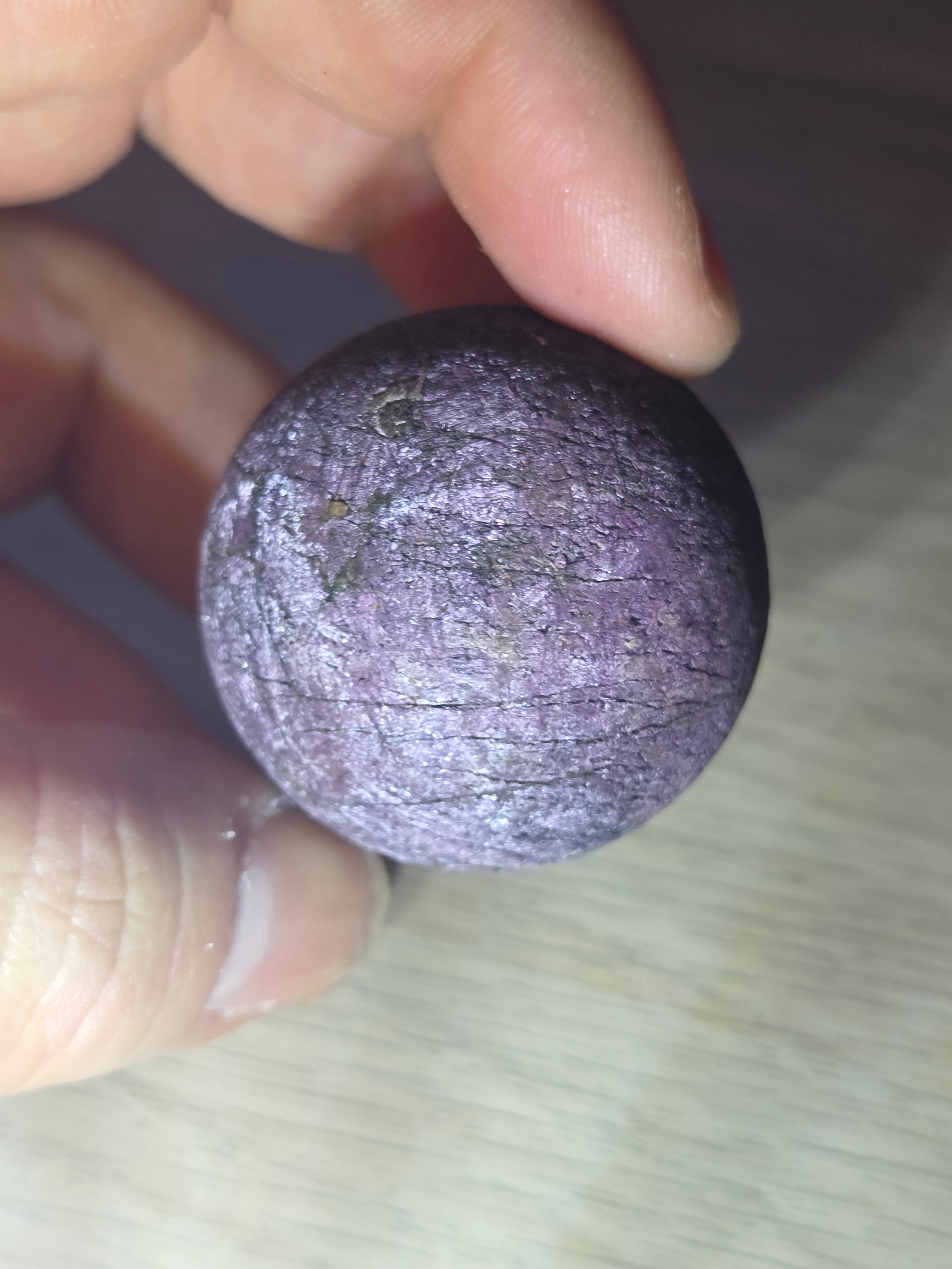 Purperite crystal sphere carving with stand