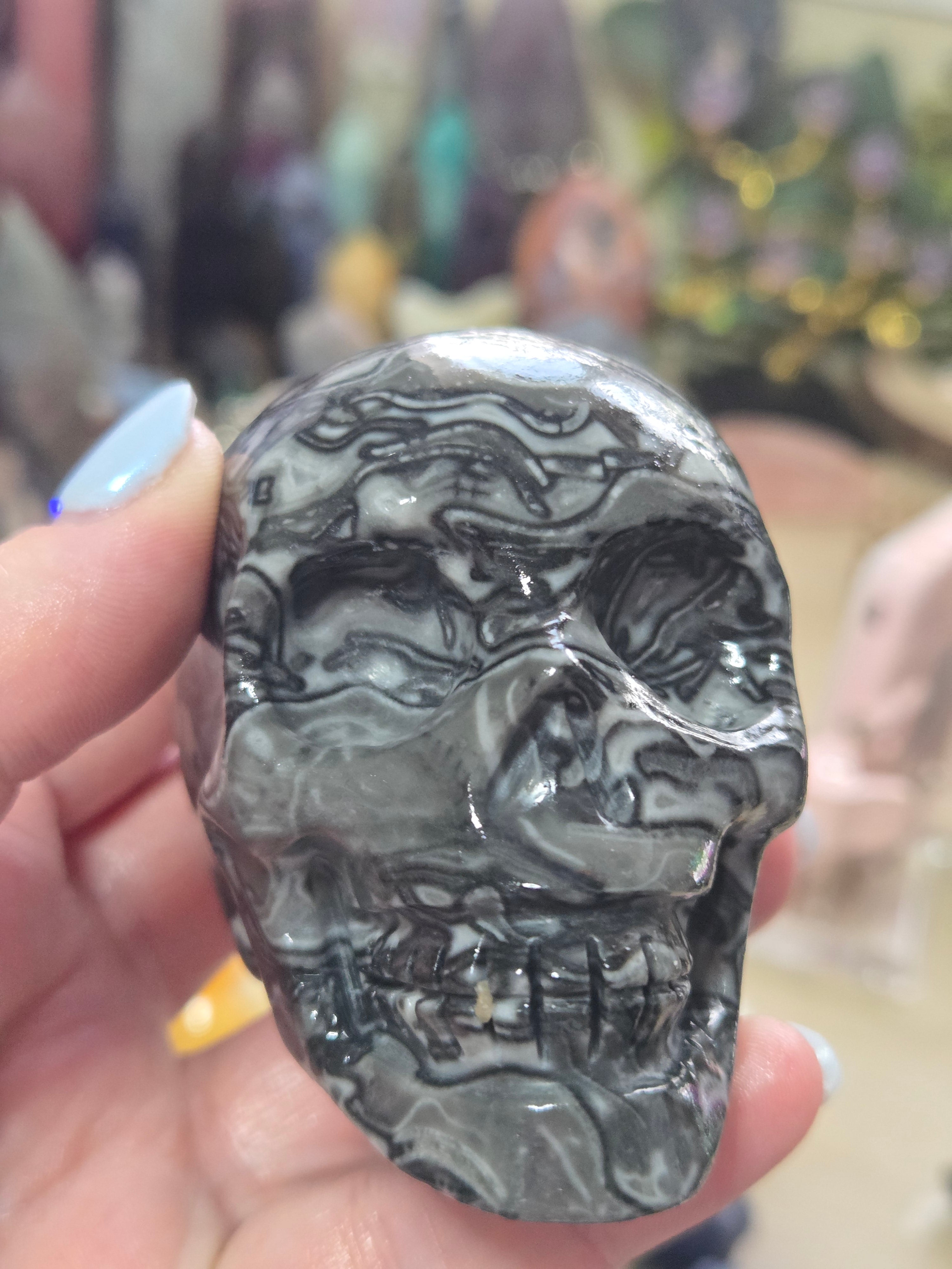 Fossilised coral stone crystal large skull