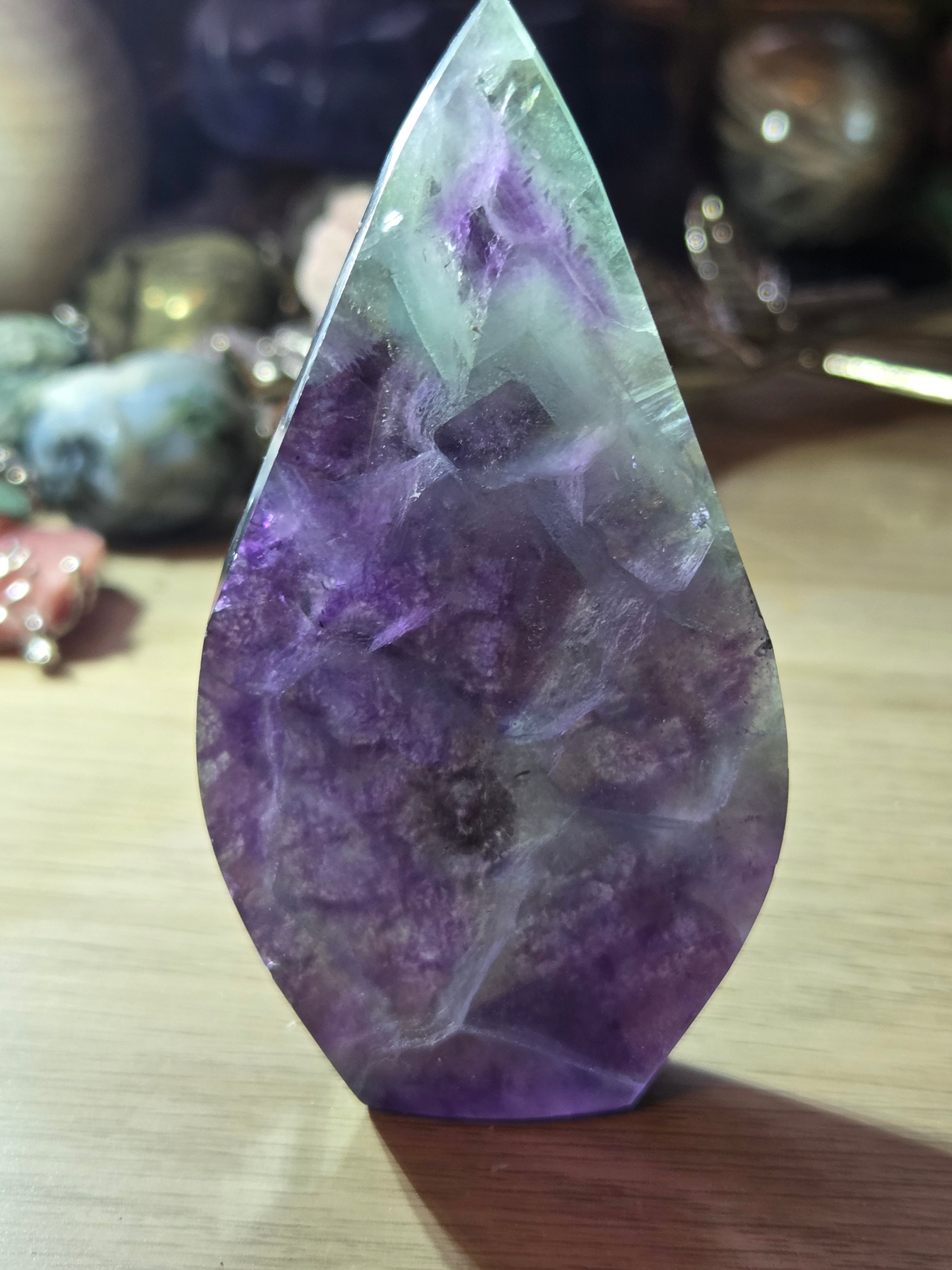 Flourite crystal tear drop carving