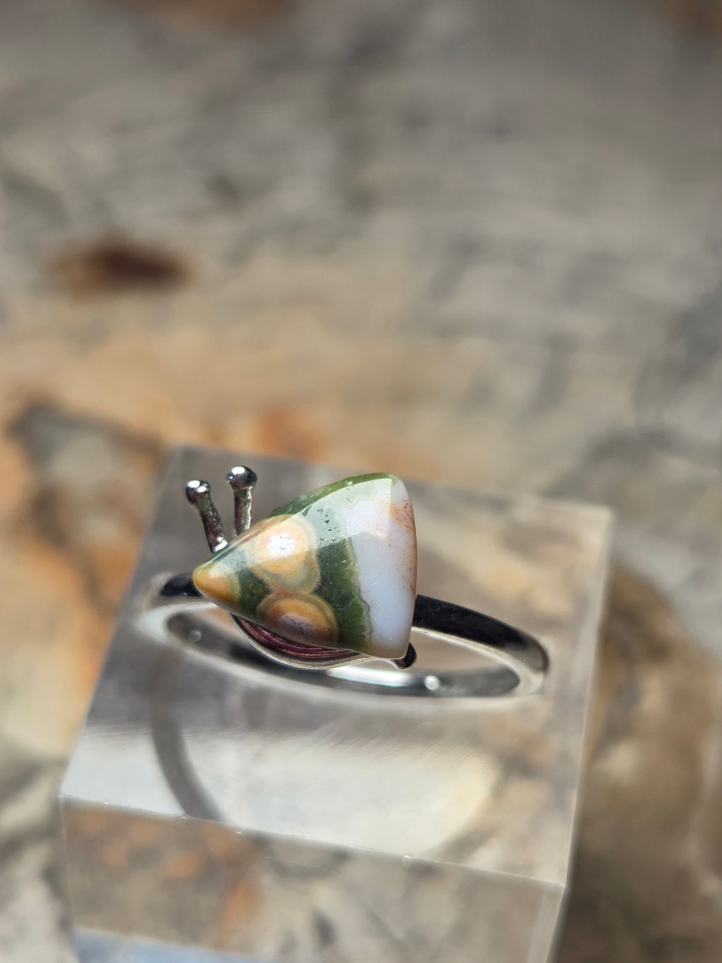 Ocean Jasper crystal ajustable ring