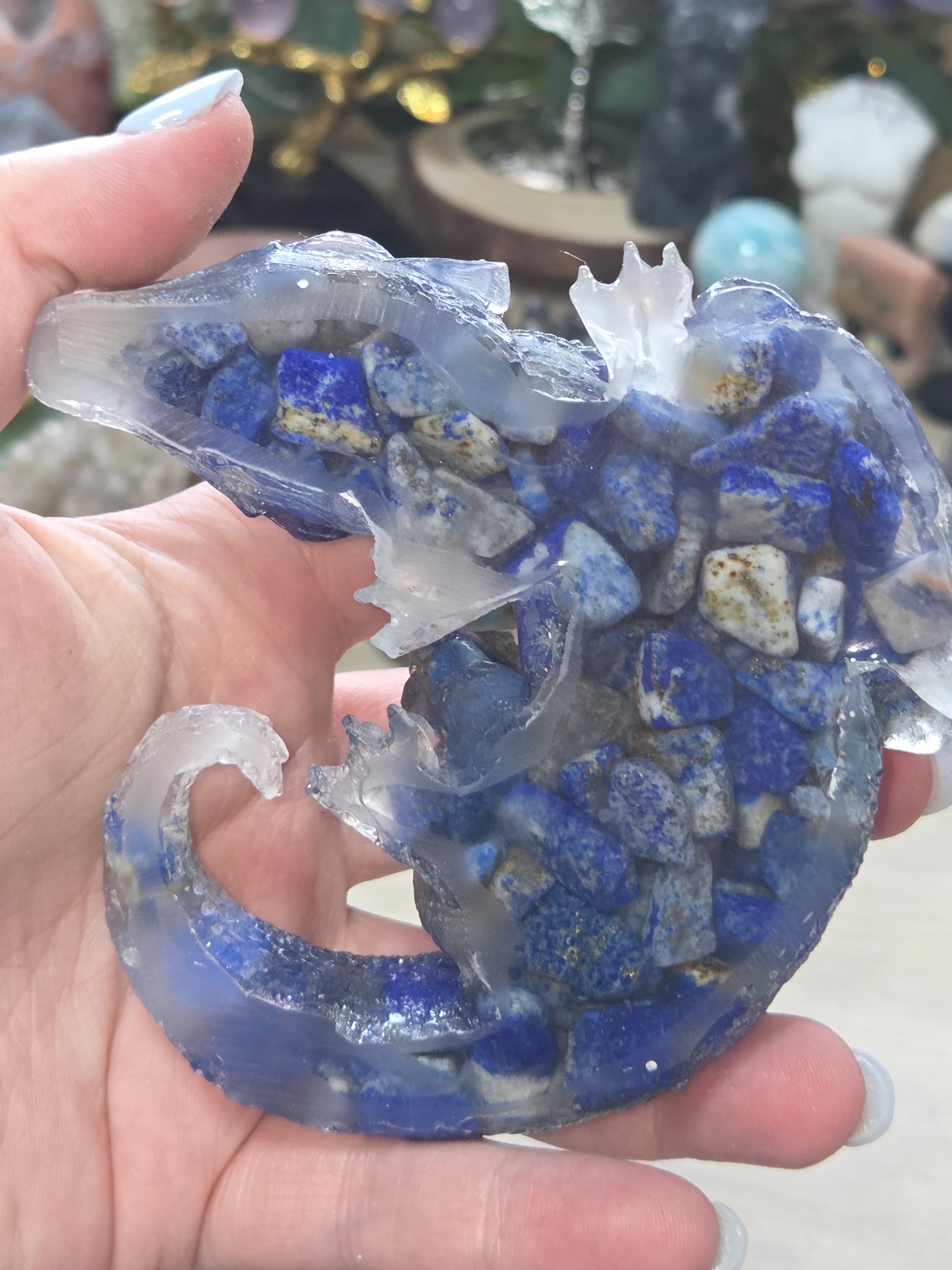 Crystal chip dragon carving