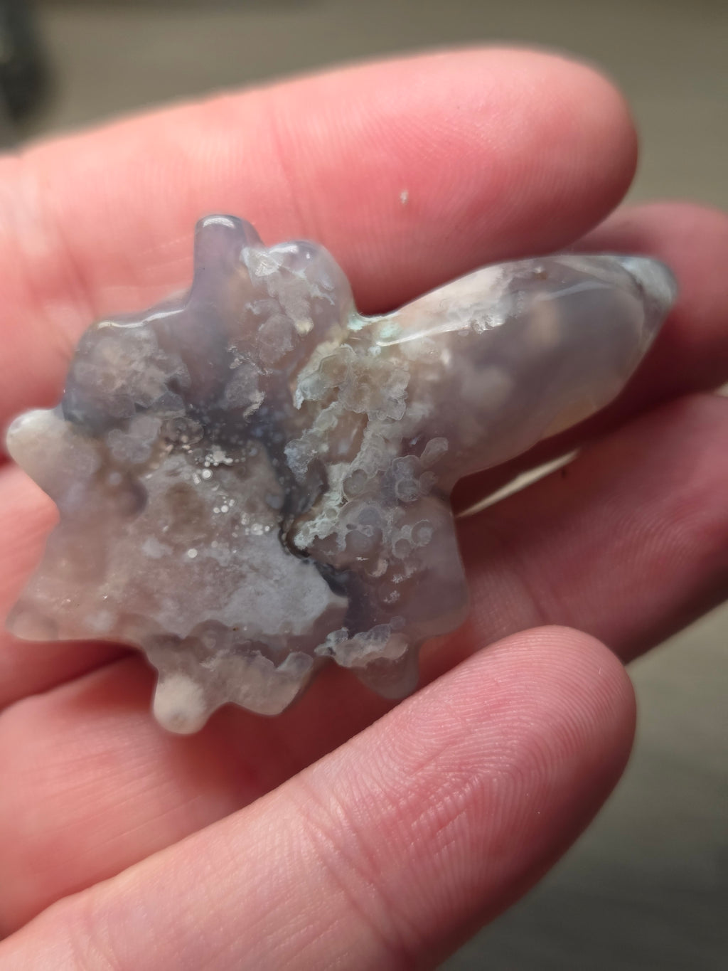 Flower agate crystal turtle carving  picked at random