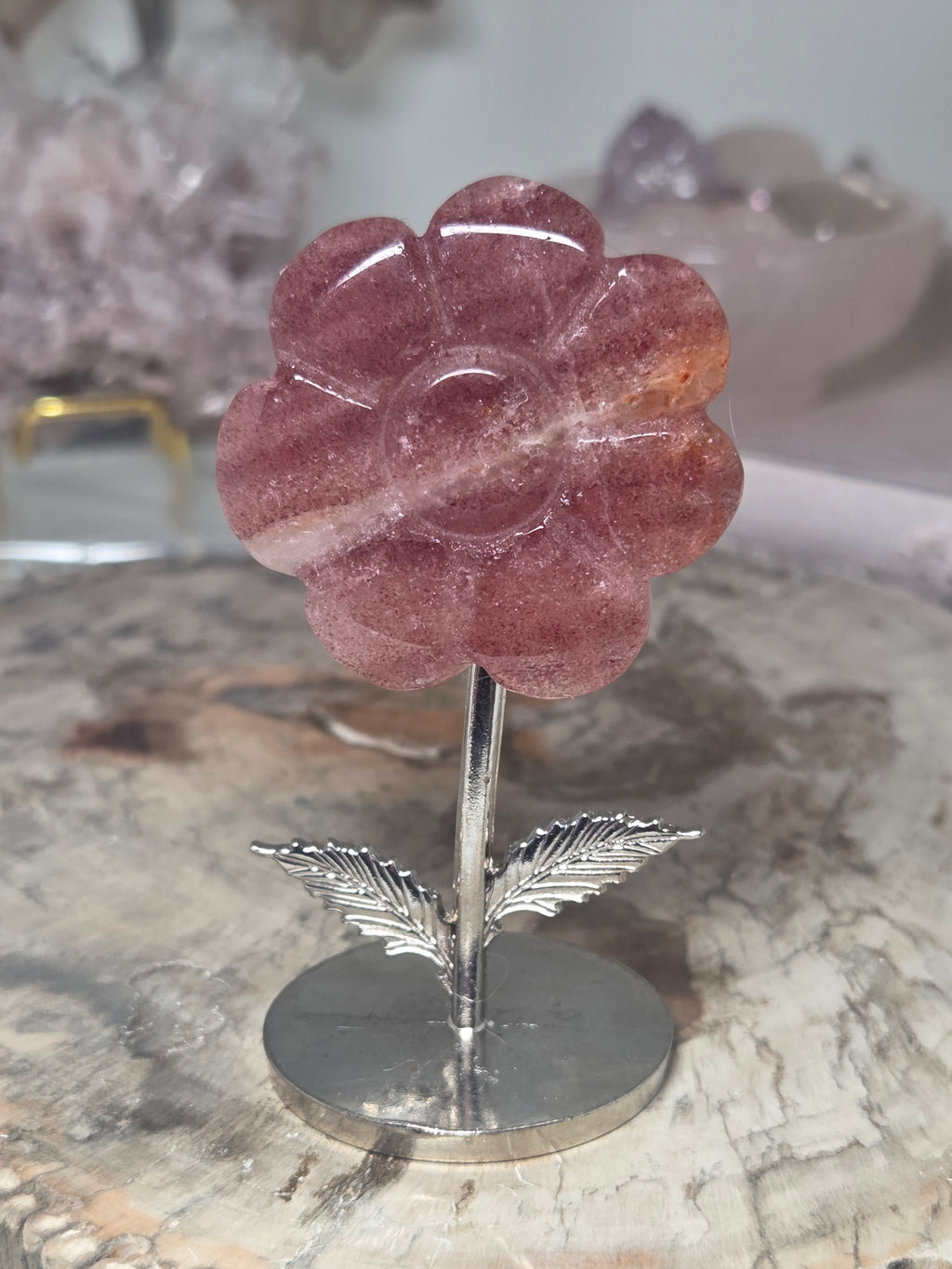 Strawberry quartz crystal flower