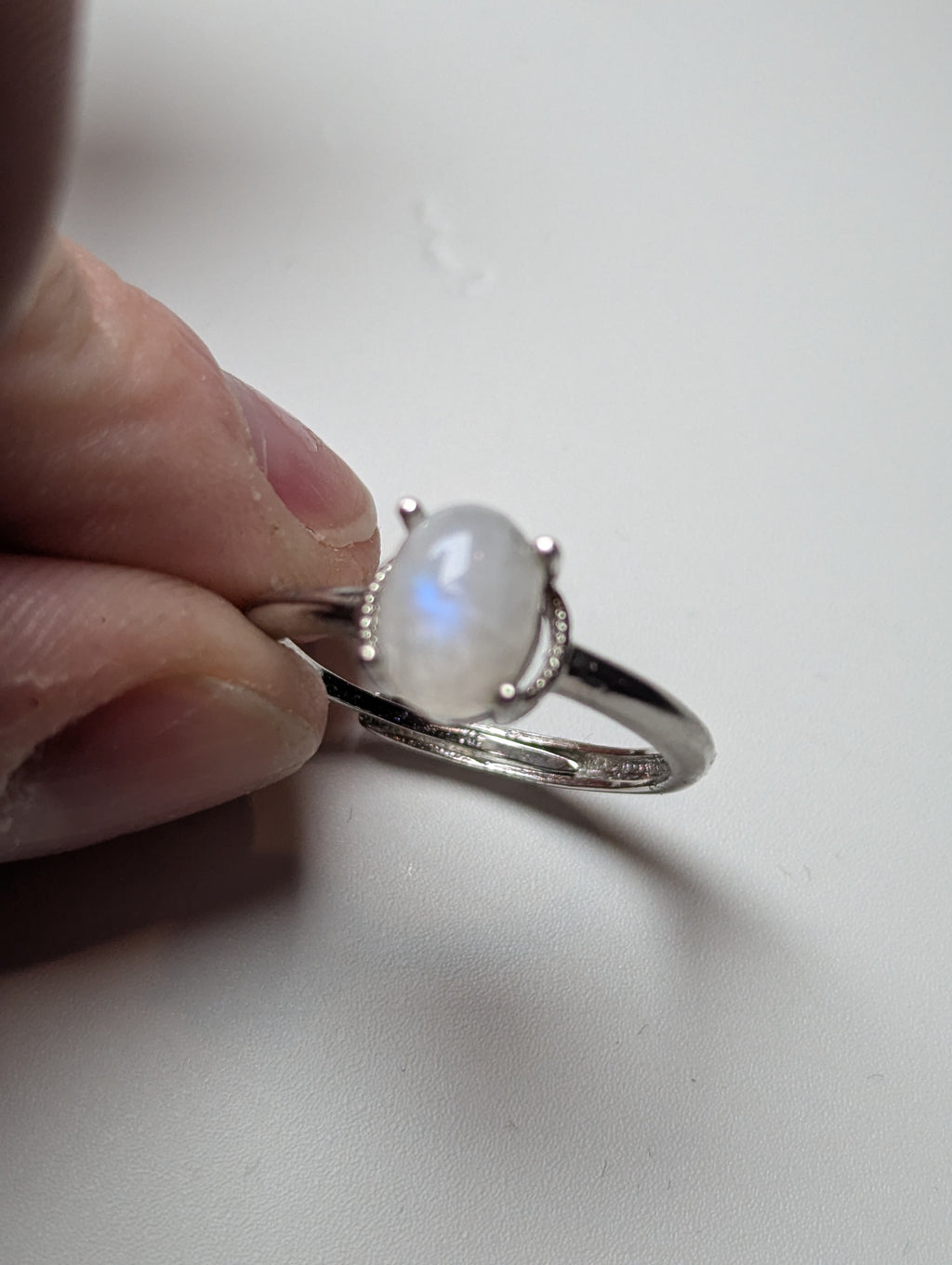 Rainbow moonstone crystal Adjustable ring