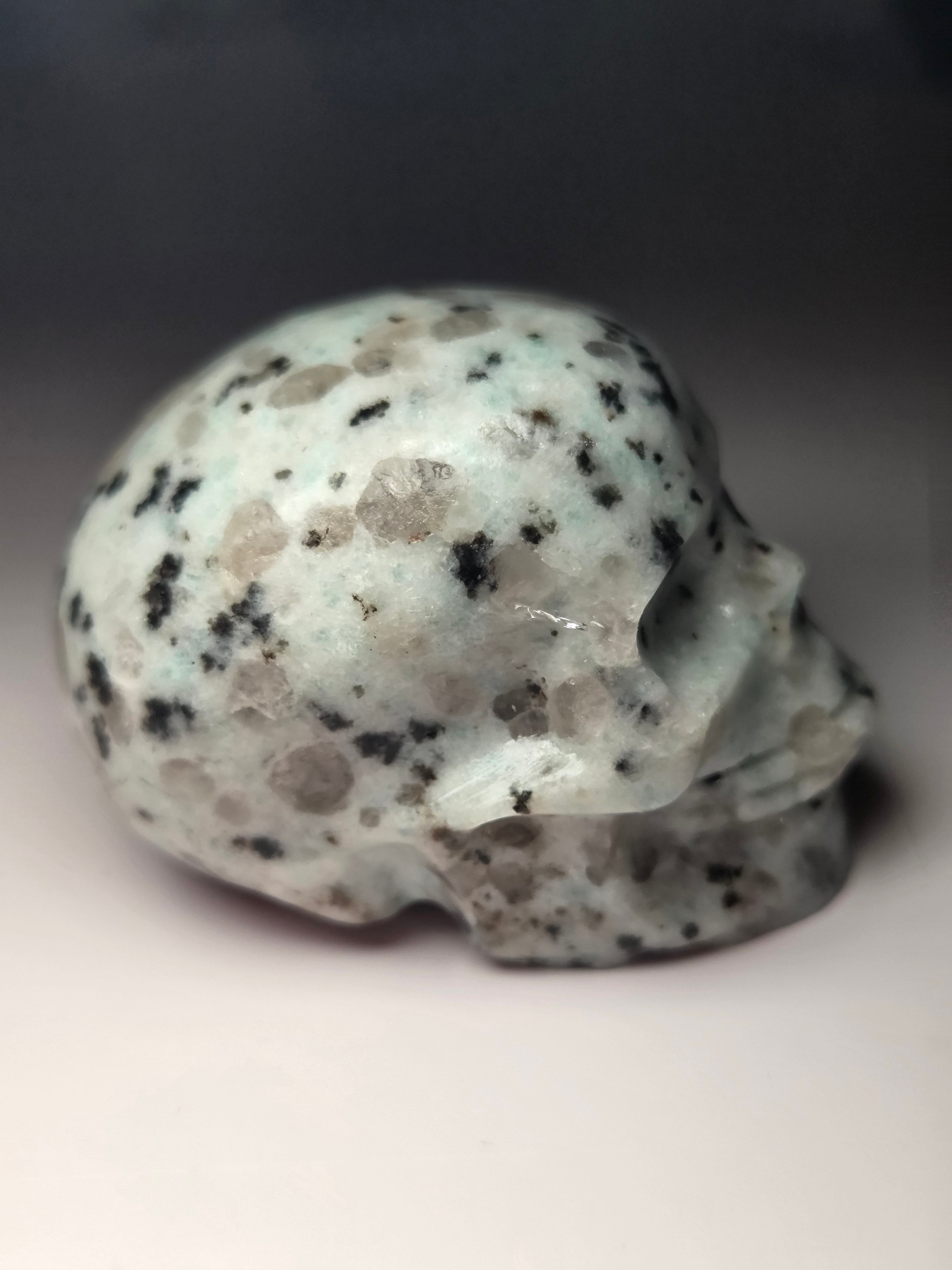 Kiwi Jasper crystal skull carving