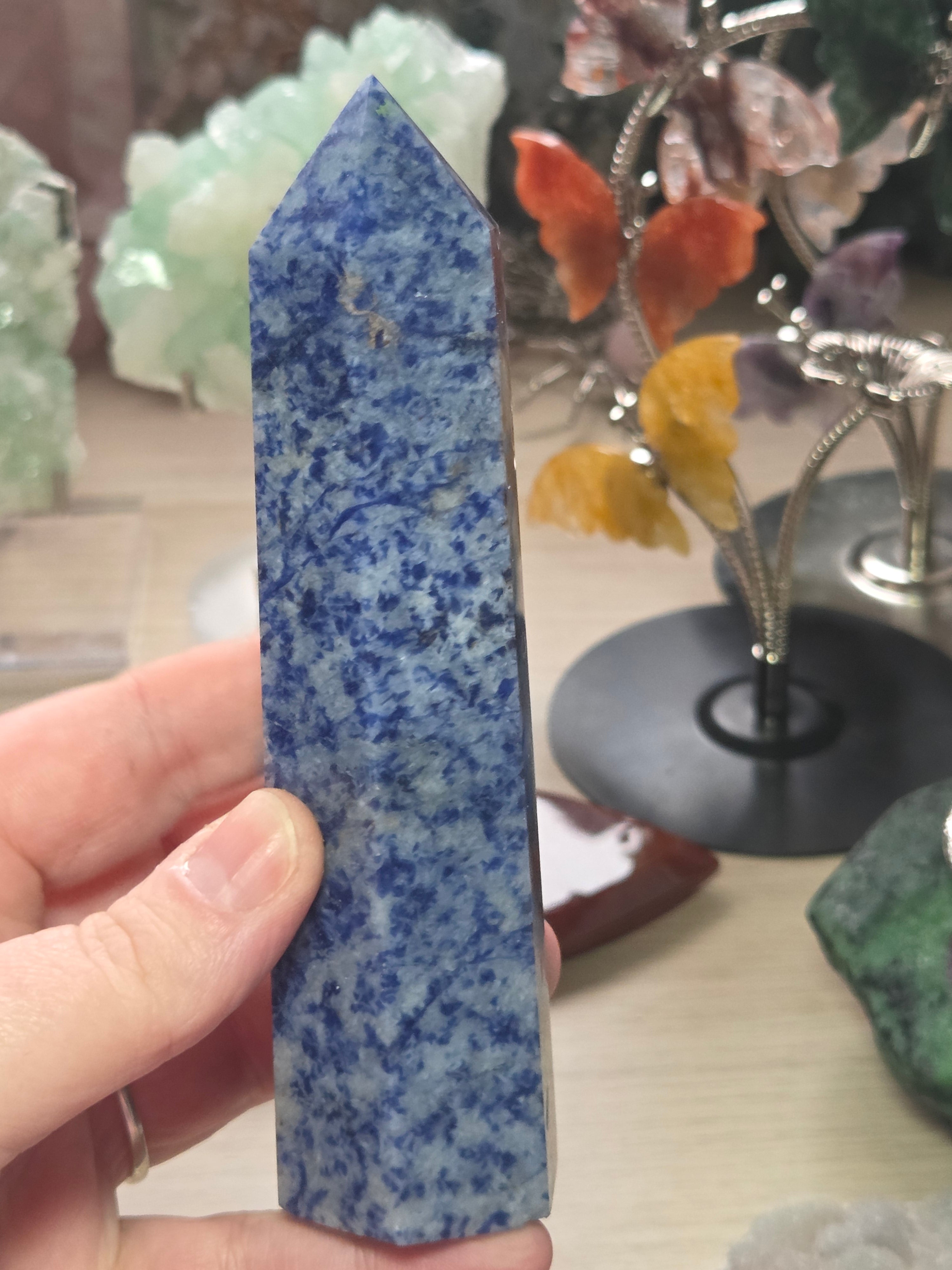 Blue spot Blue sodalite crystal large tower