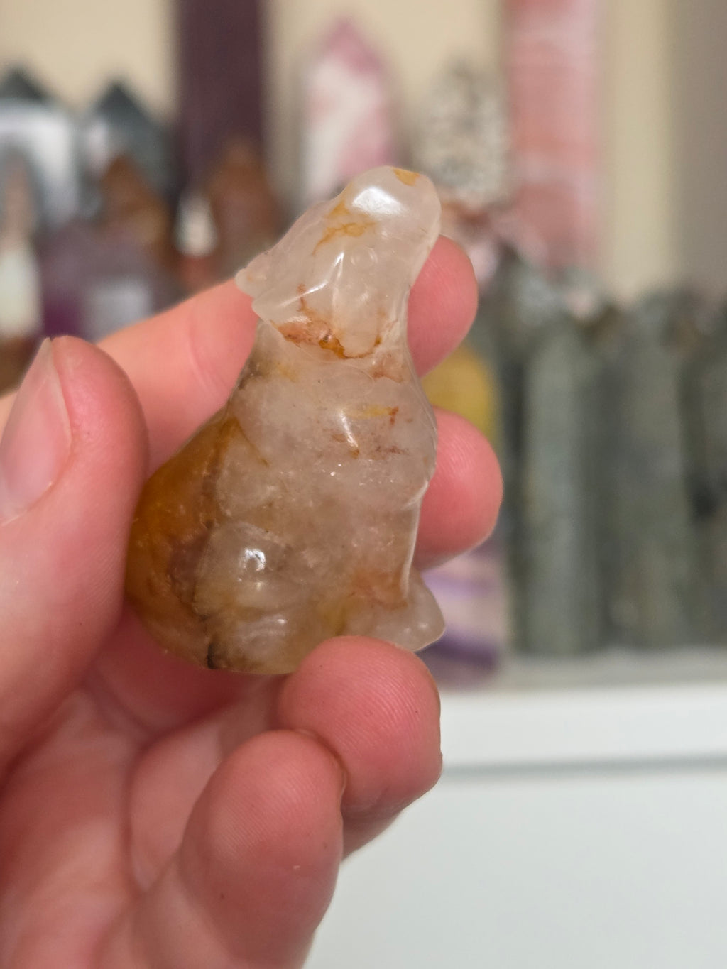 Crystal  wolf carving