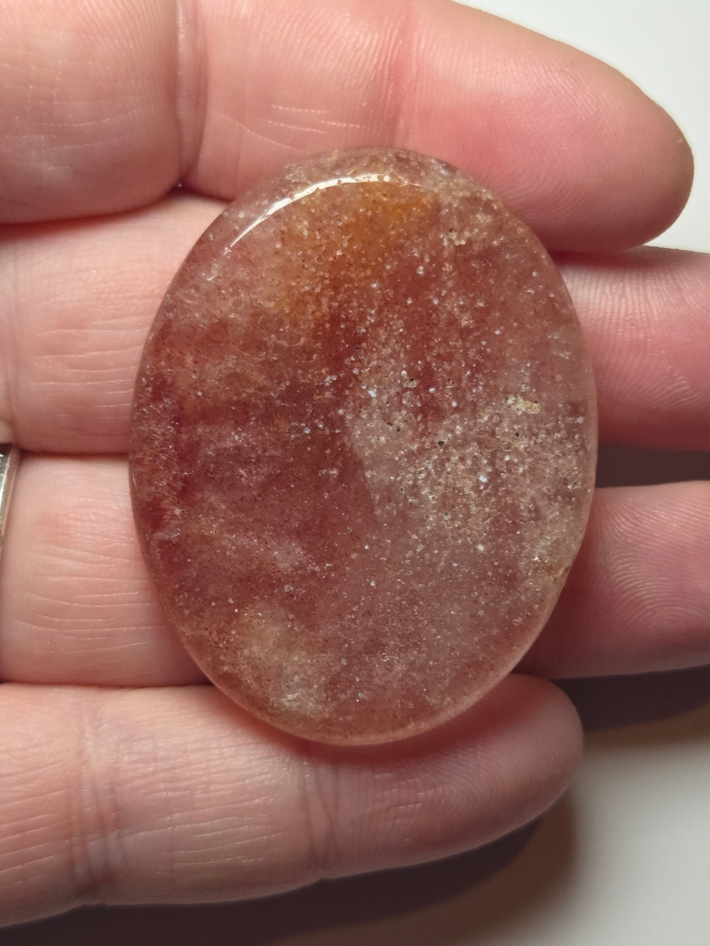 Strawberry quartz crystal worry stone