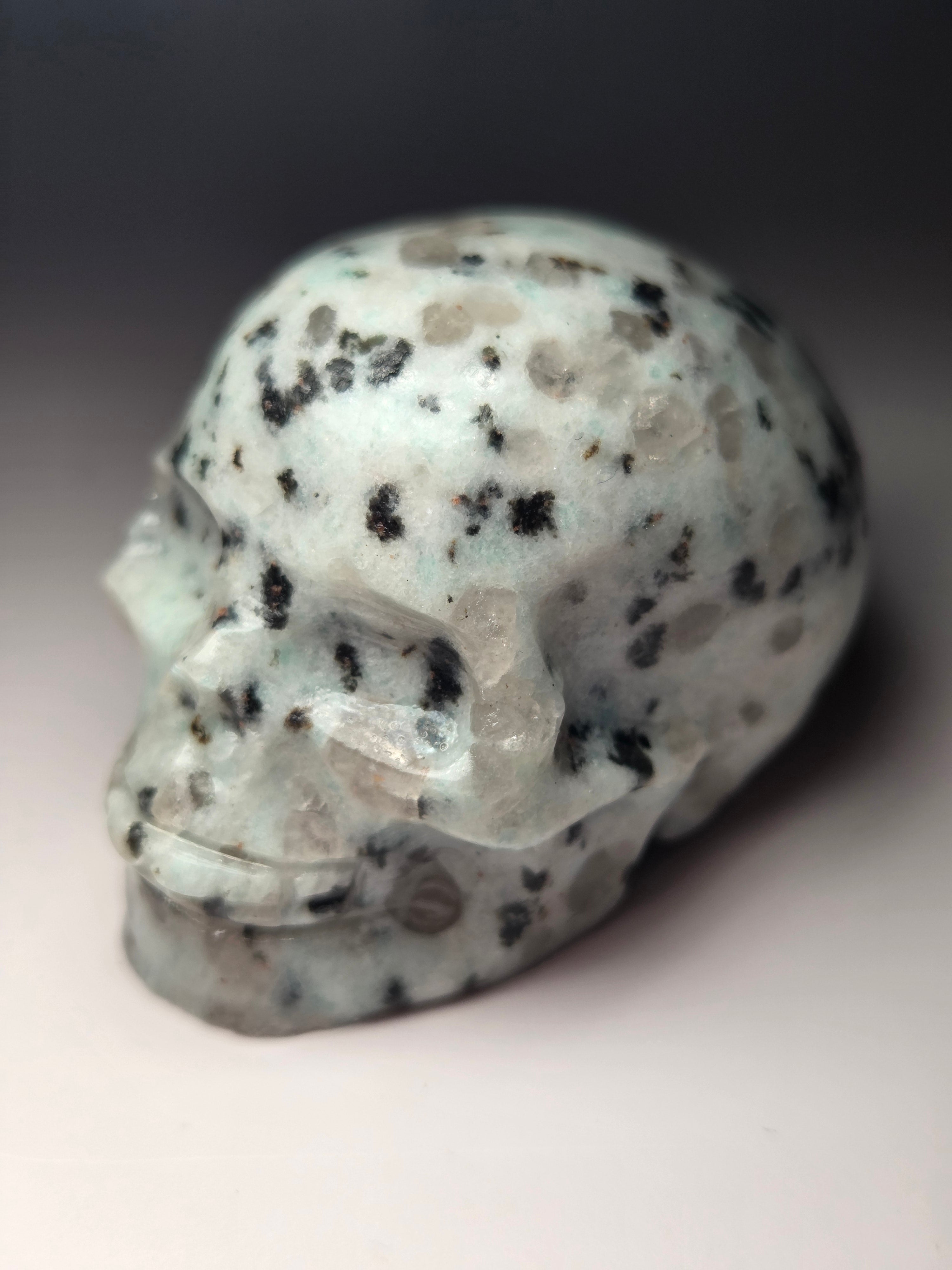 Kiwi Jasper crystal skull carving