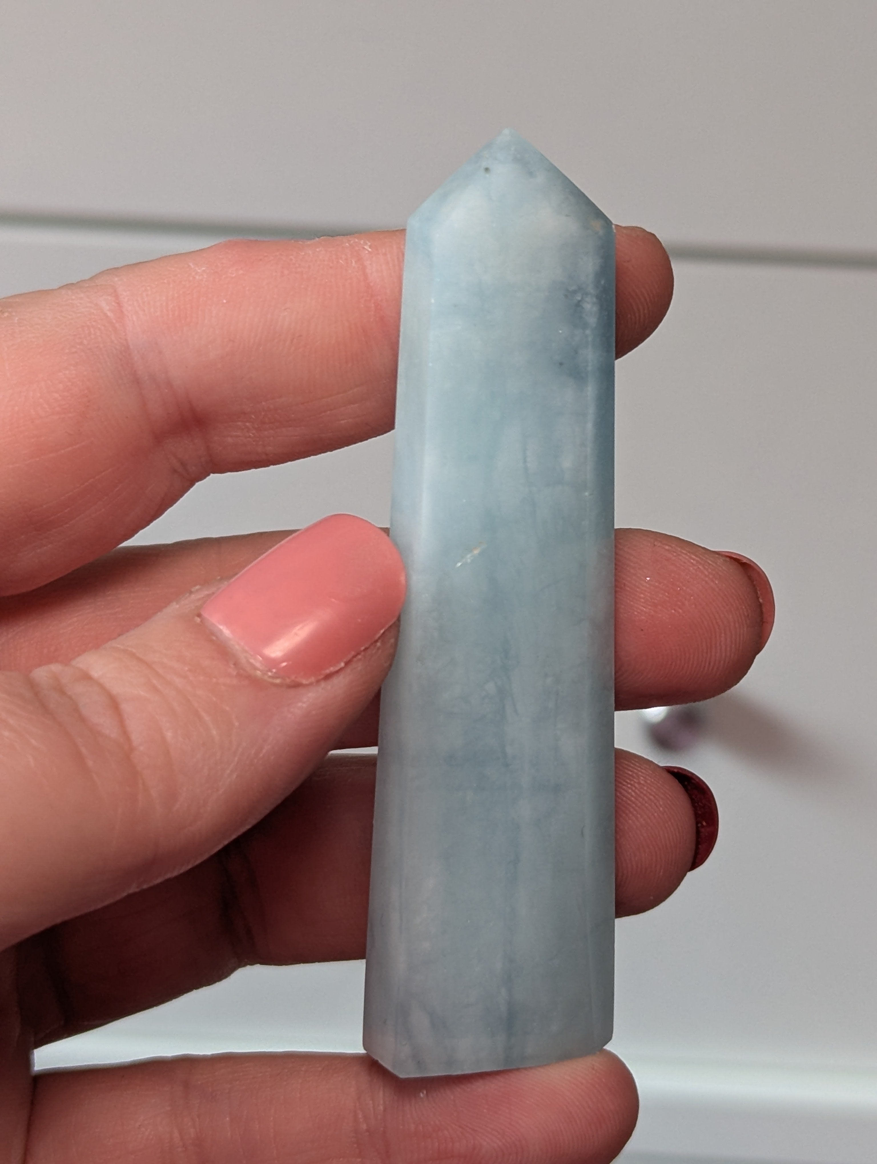Aquamarine crystal tower carving