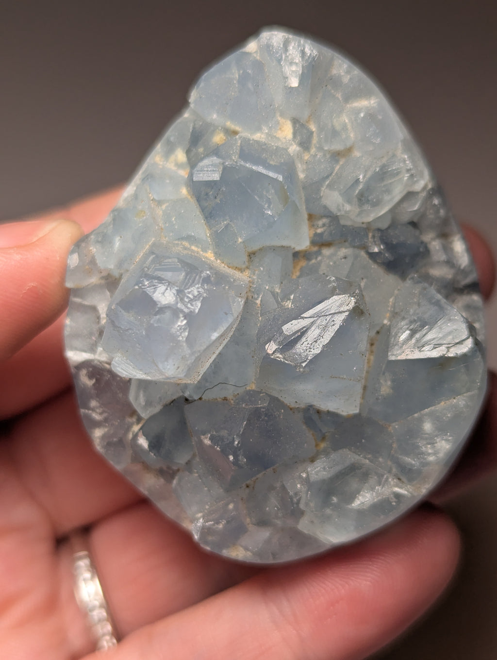 Blue calcite crystal Egg carving