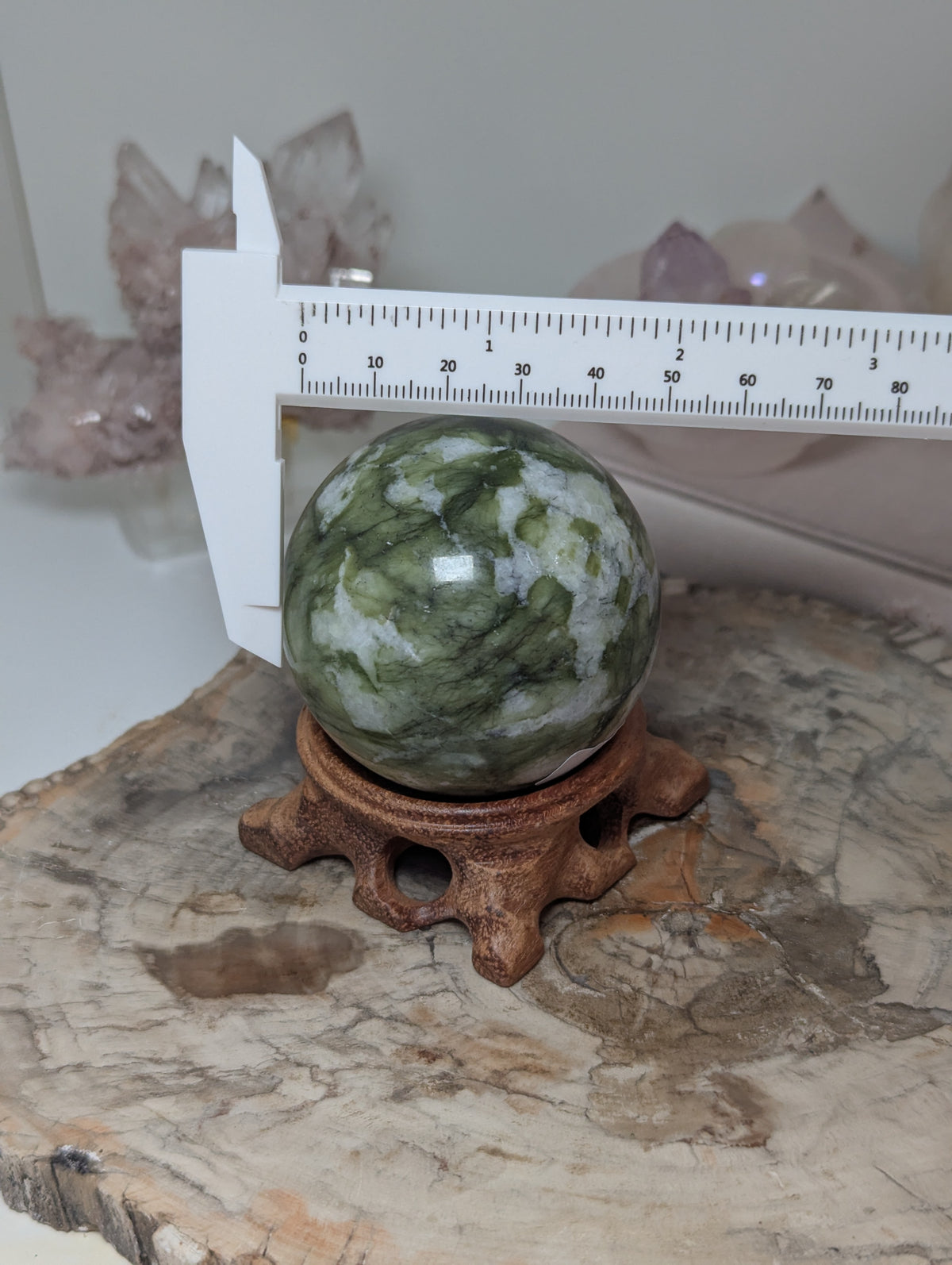 Green jade crystal sphere