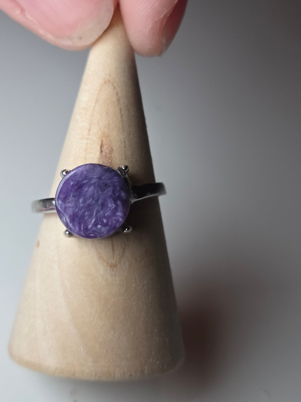 Charoite crystal adjustable ring