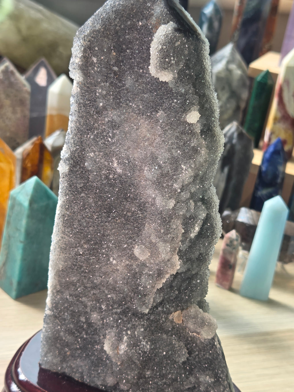 Extra large  Sphelerite crystal tower with custom stand 22.5cm