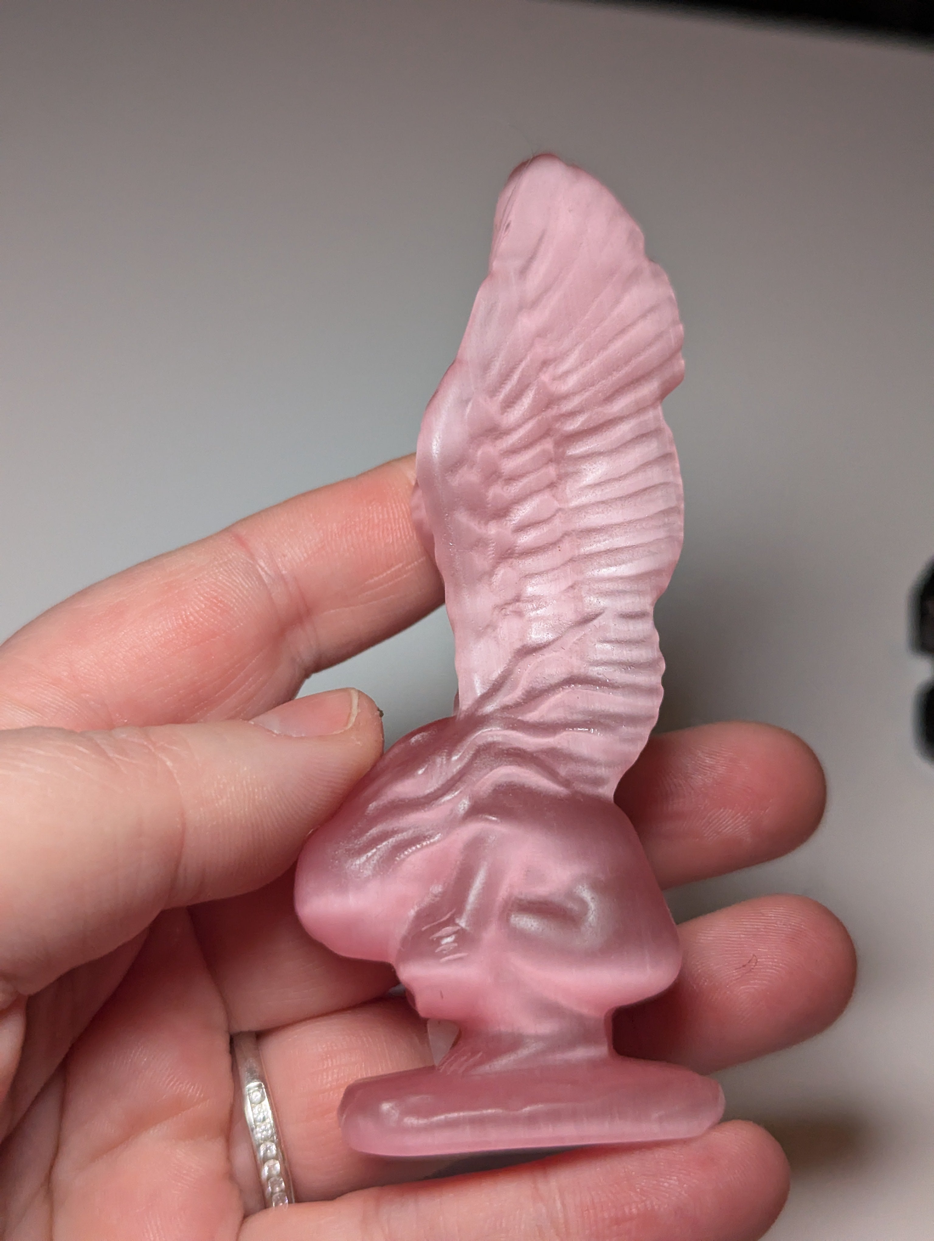 Pink Cats eye crystal fallen Angel carving
