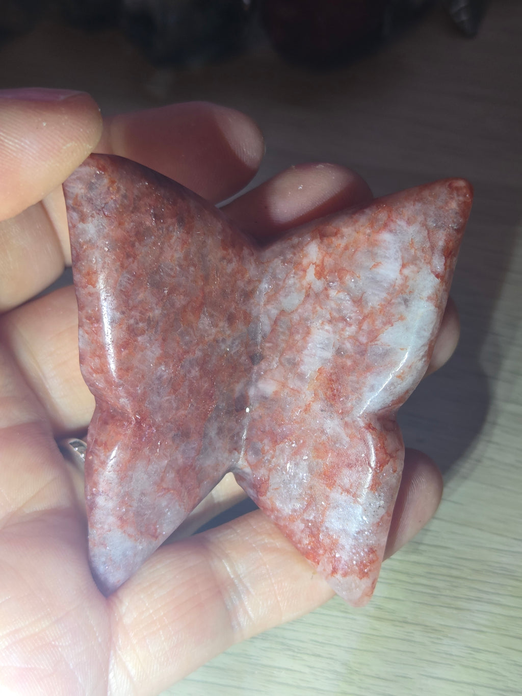 Fire quartz crystal Butterfly carving