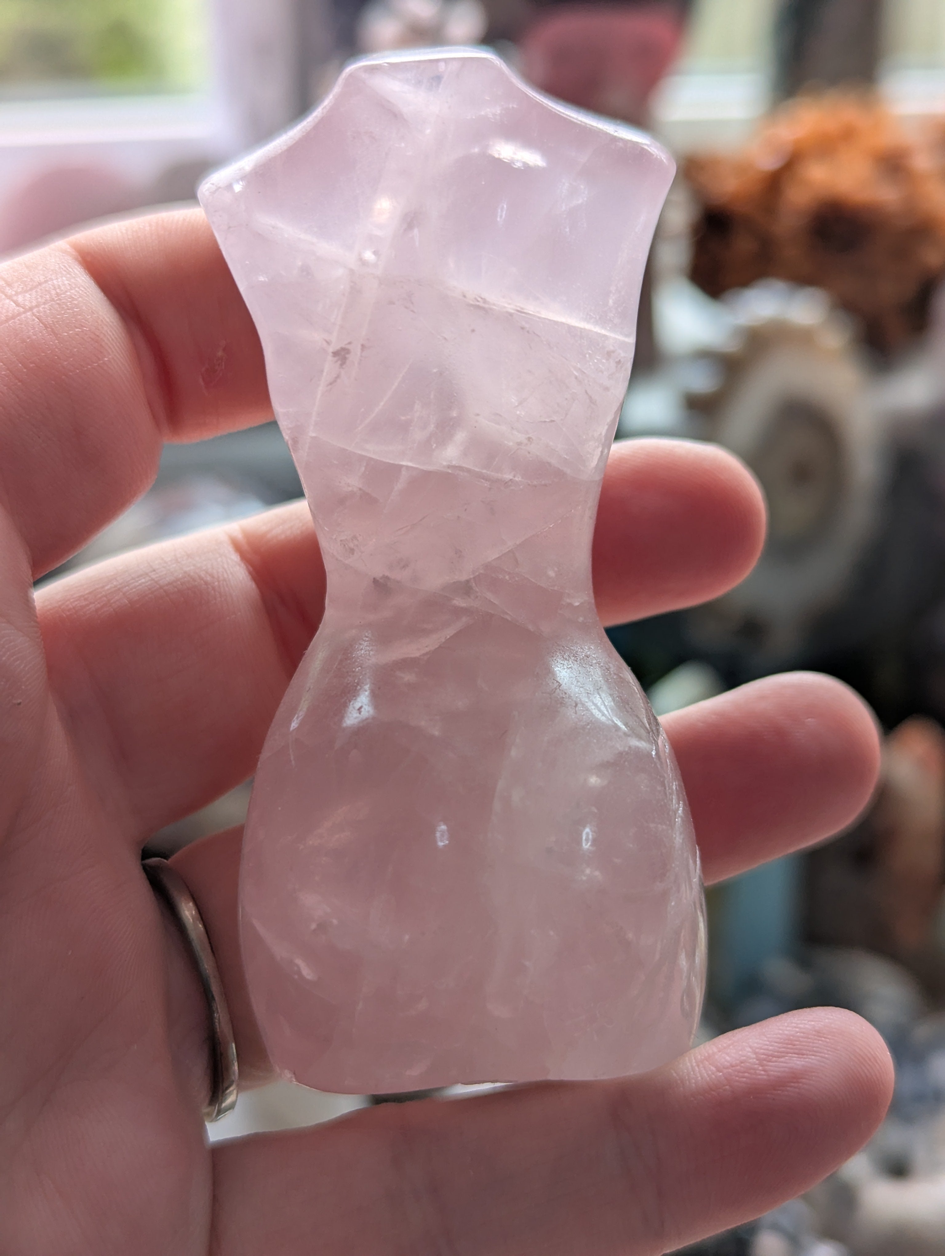 Rose quartz crystal female lady body