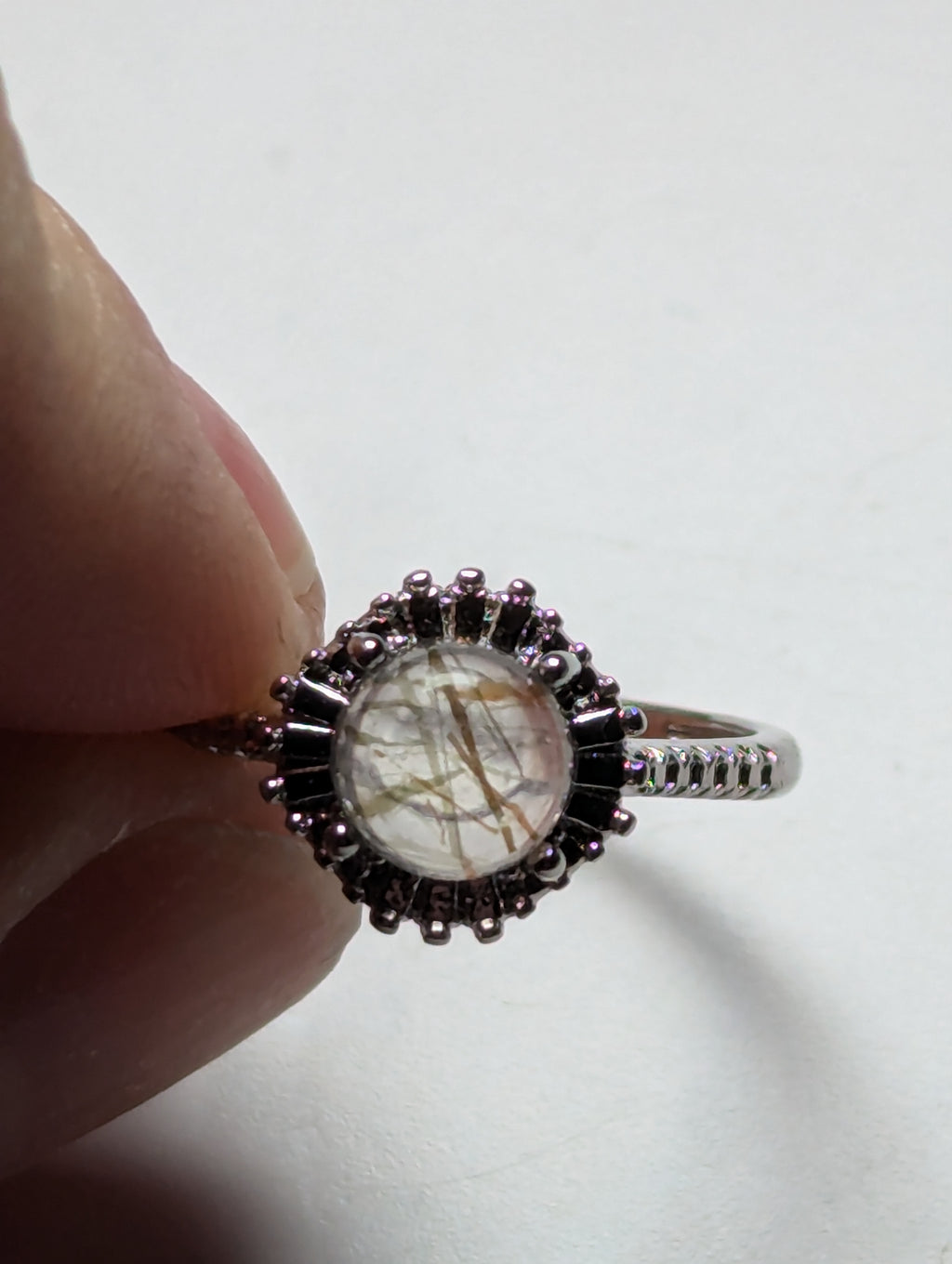 Golden Rutlile crystal handmade ring stainless steel