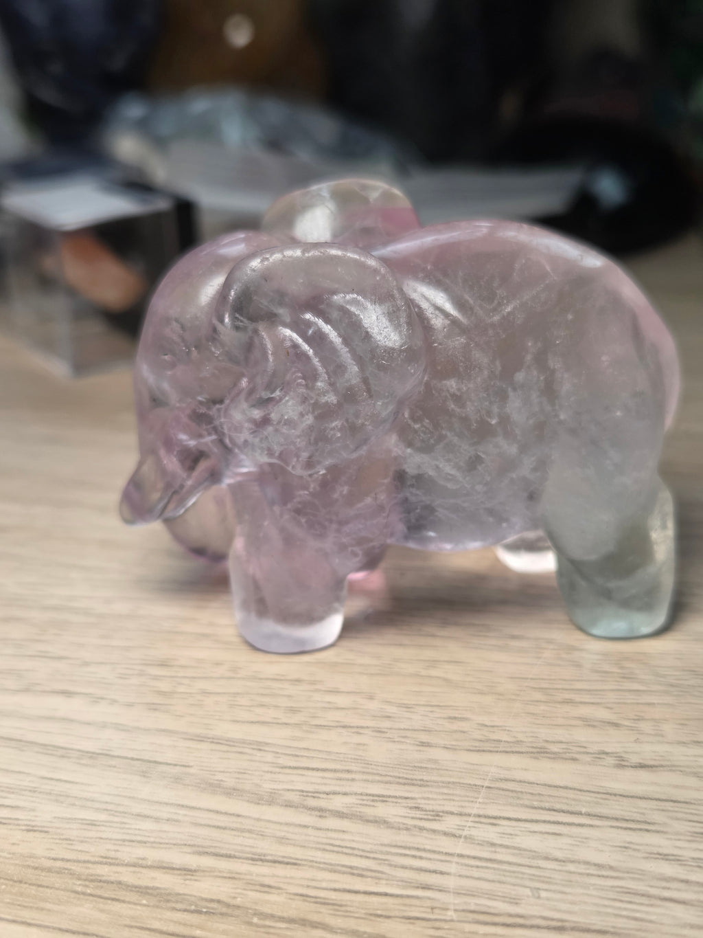 Candy floss flourite crystal Elephant carving