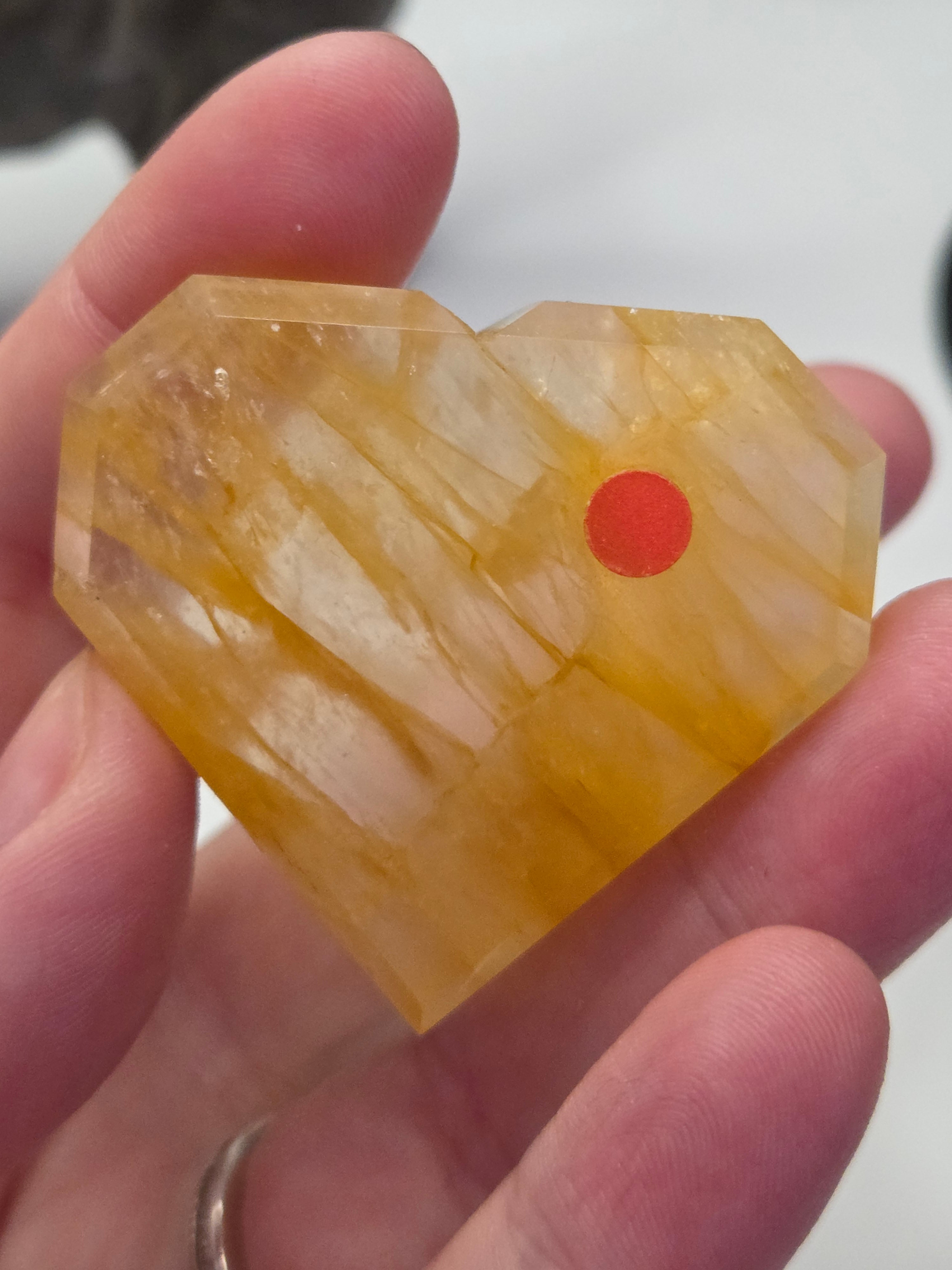 Fire quartz and  golden healer crystal heart