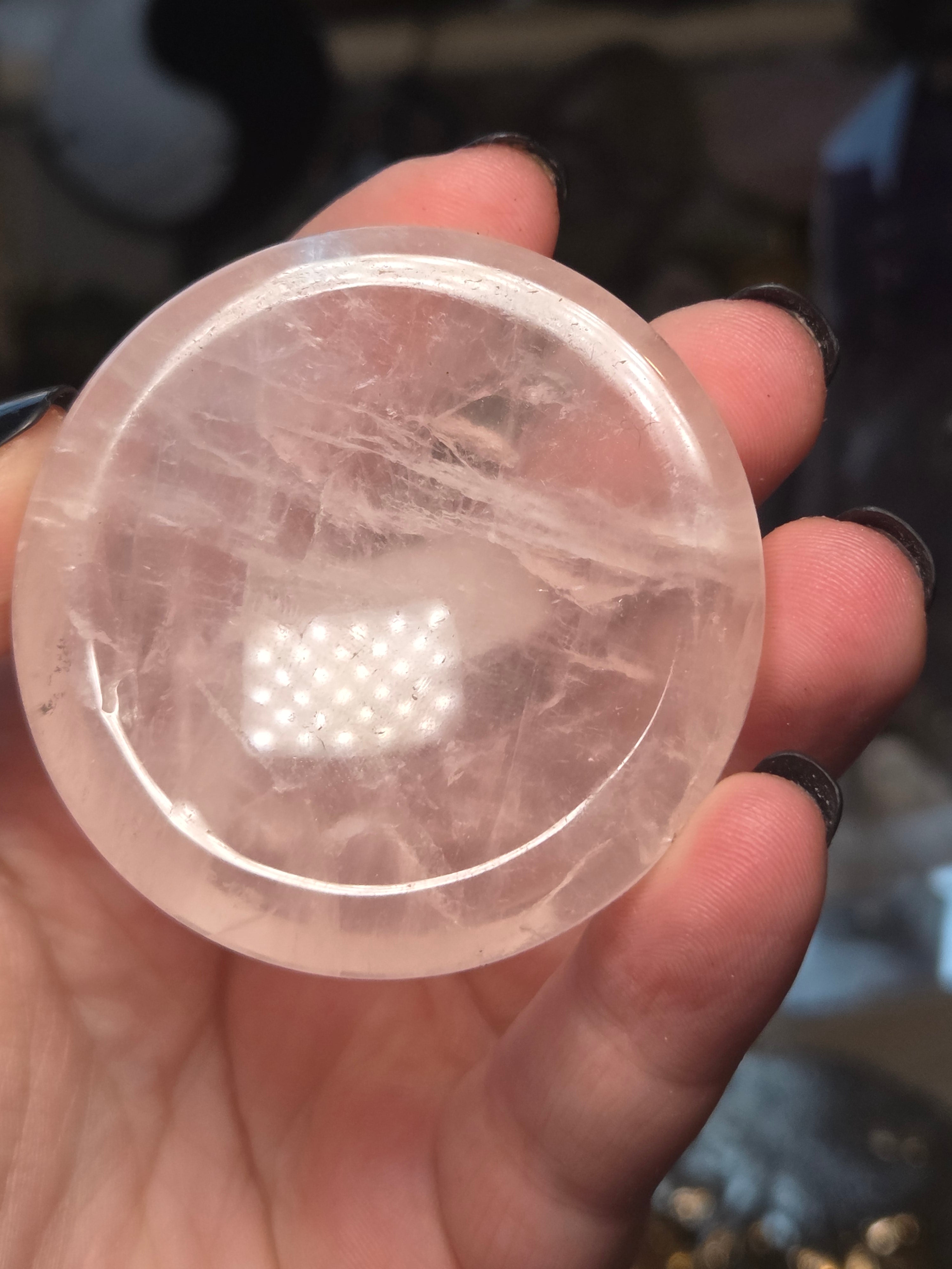 Rose quartz crystal trinket bowl