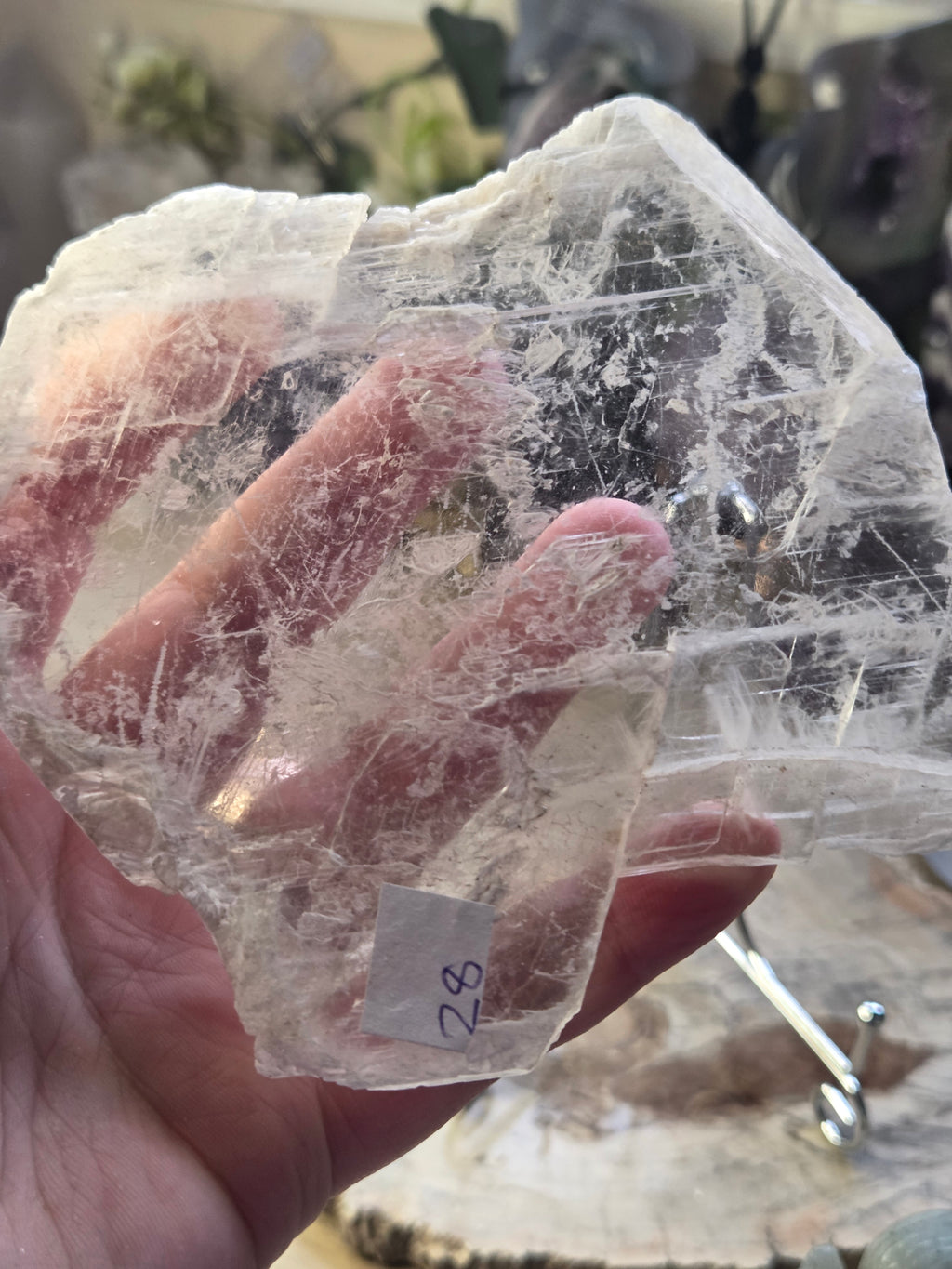 Selenite crystal slice  with stand