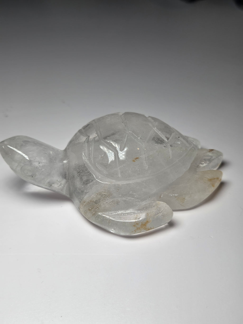 Clear quartz crystal Turtle carving