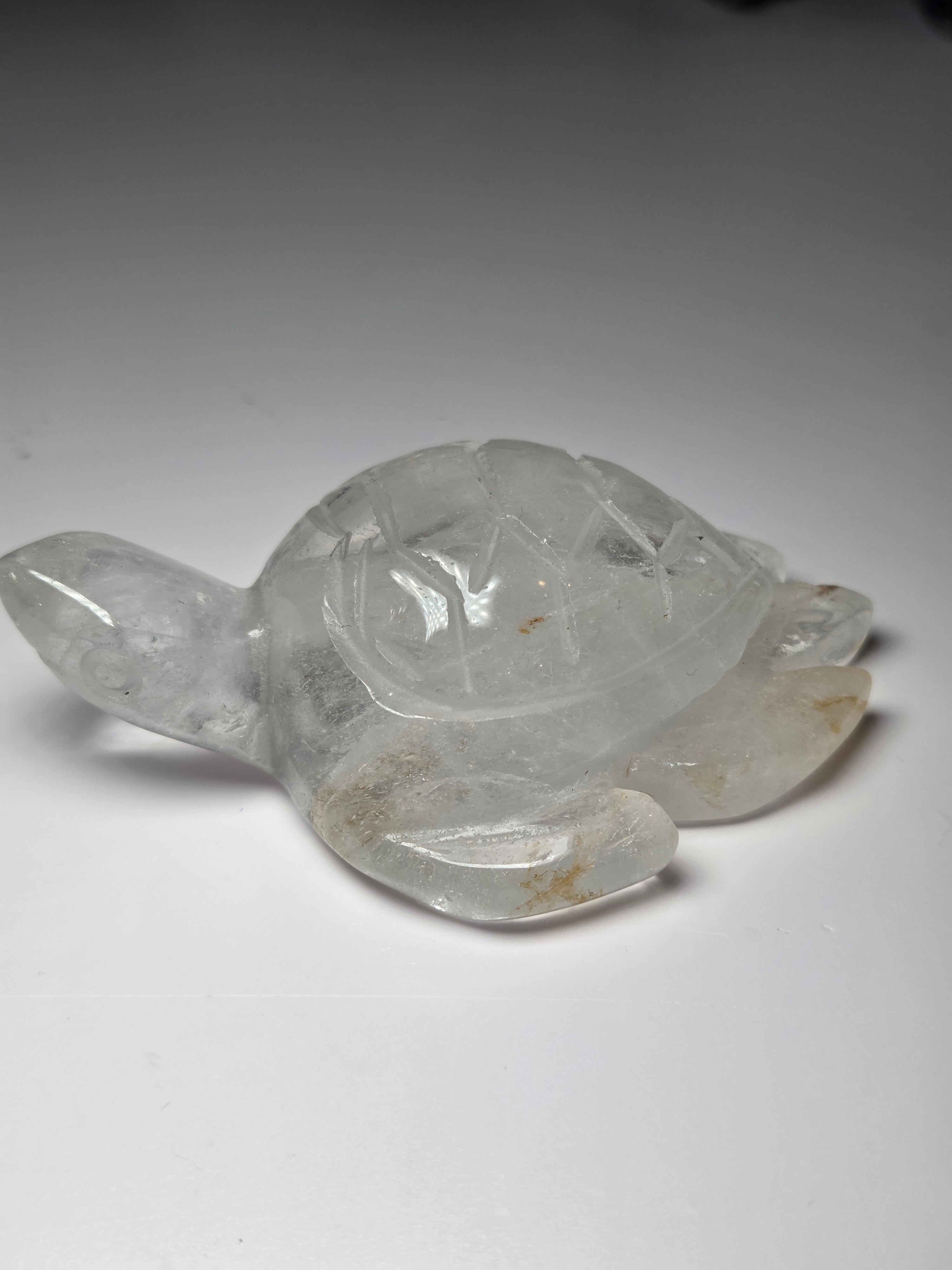 Clear quartz crystal Turtle carving