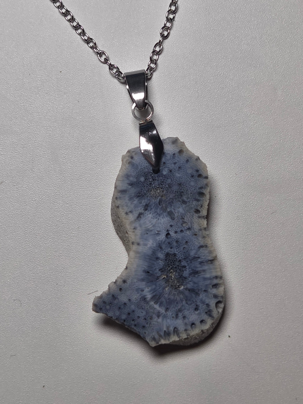 Blue coral necklace from the Dominican Republic