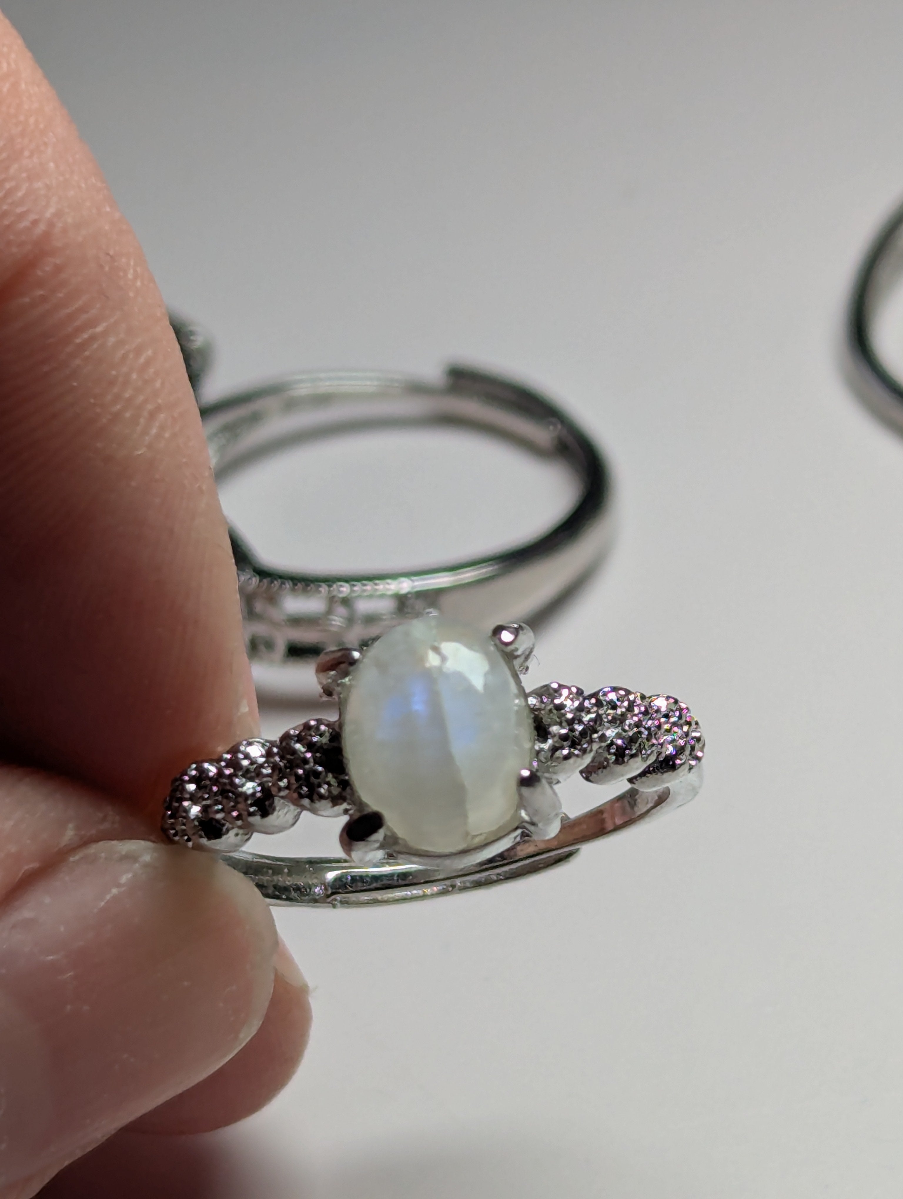 Moonstone crystal adjustable ring