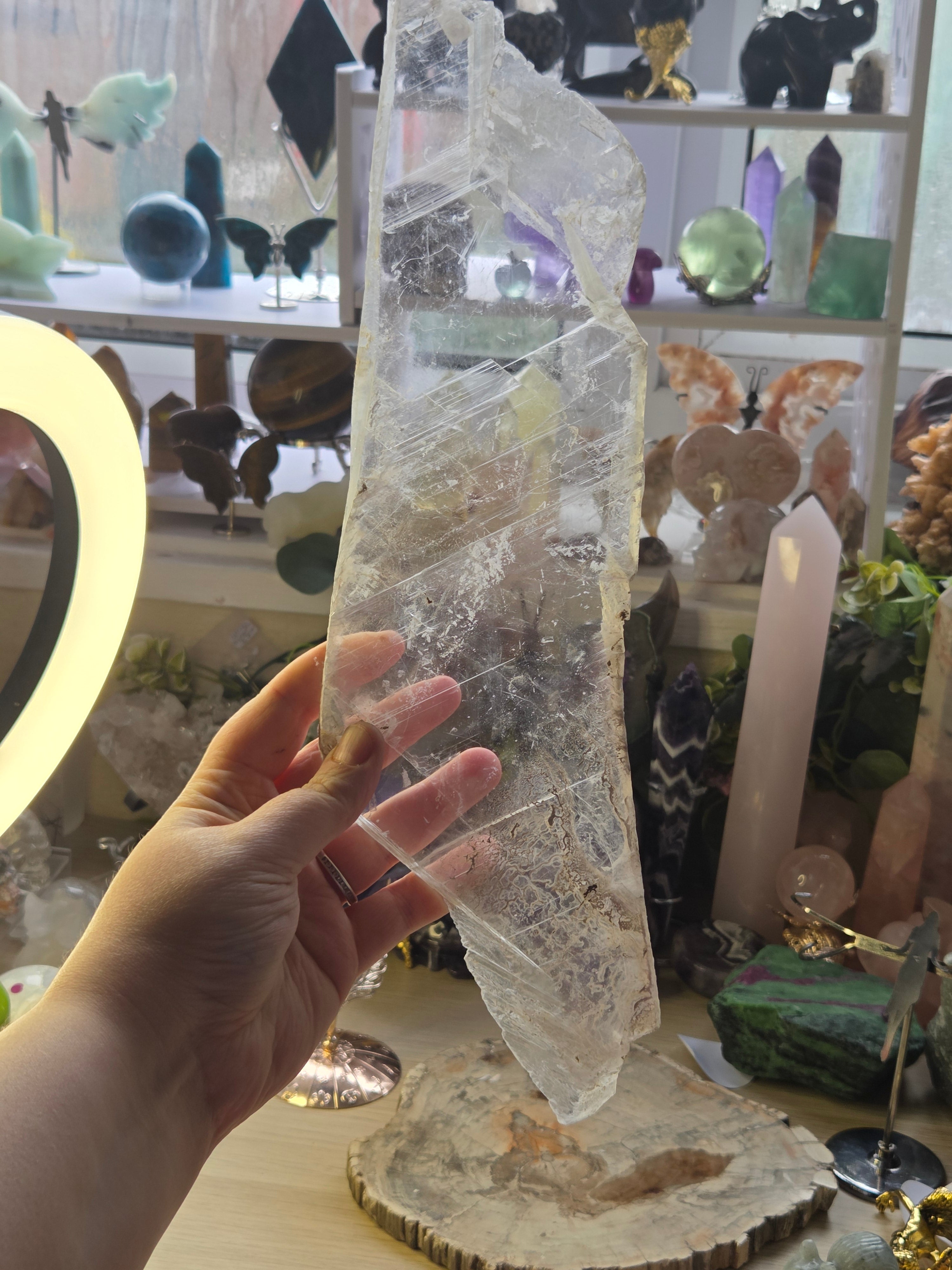 Beautiful  large  selenite crystal slice