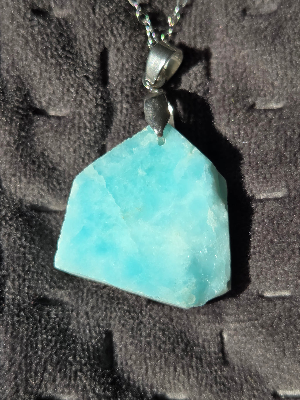 Raw larimar crystal handmade necklace